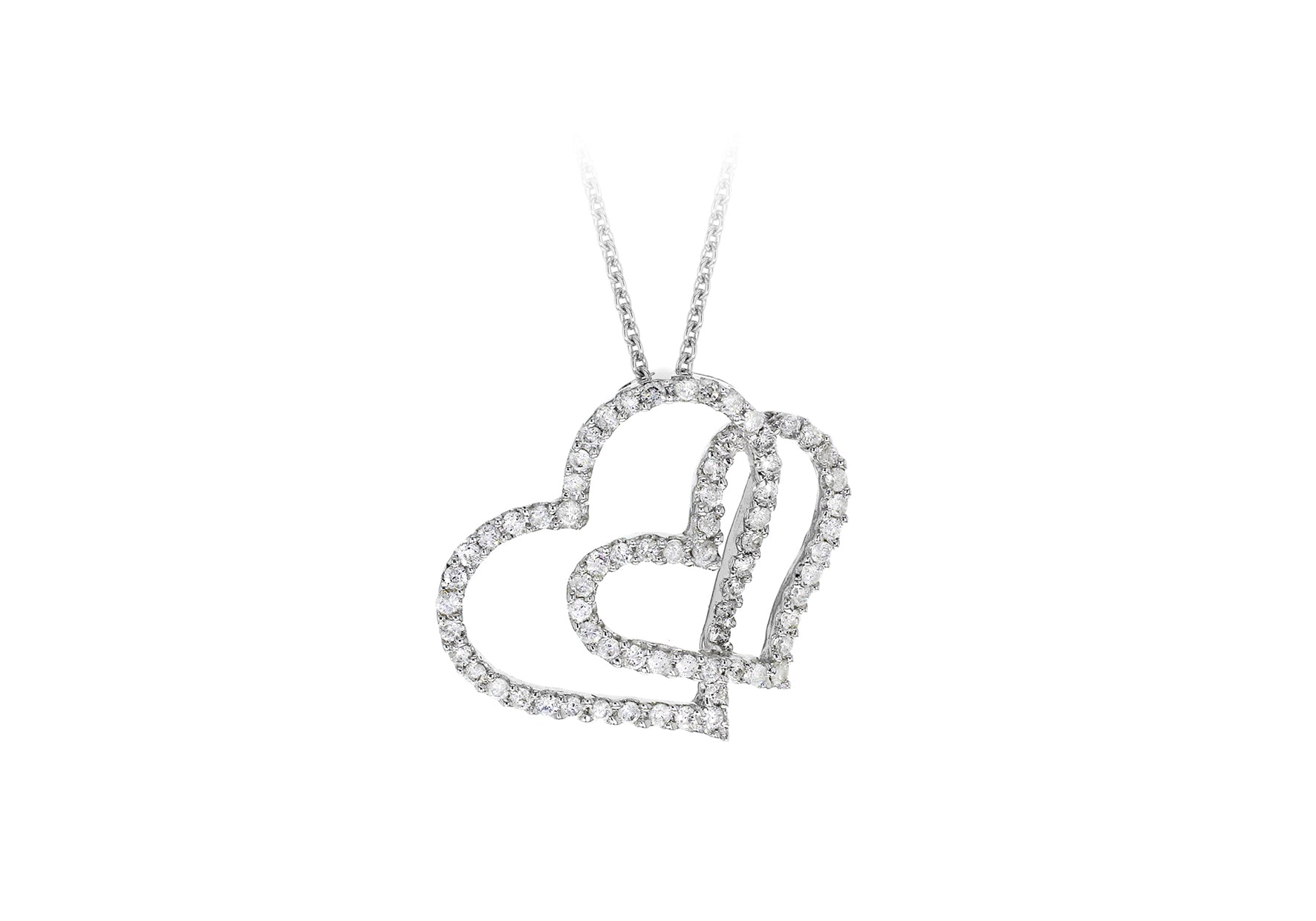 18ct White Gold 0.50ct Diamond Interlocked Heart Necklace