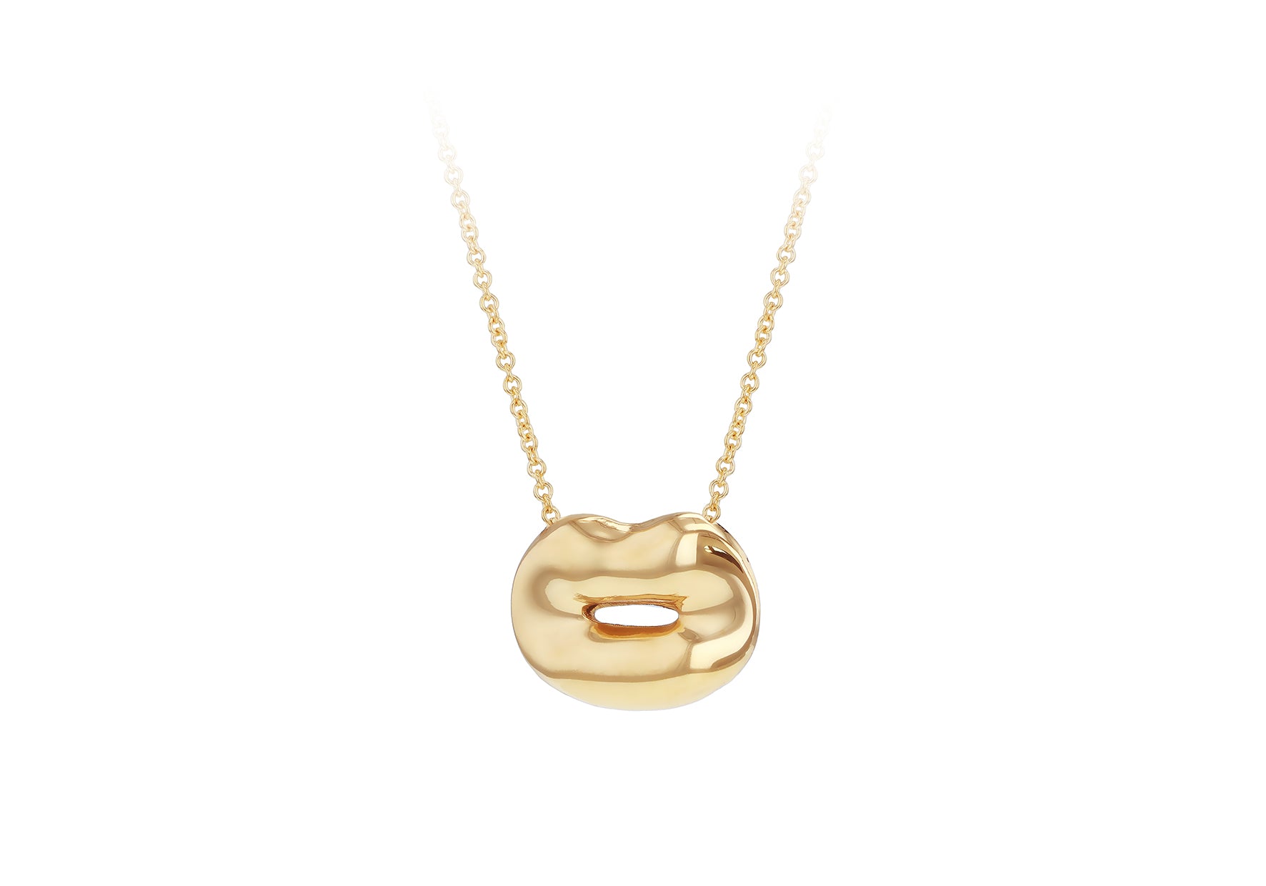 9ct Yellow Gold Lips Pendant Necklace