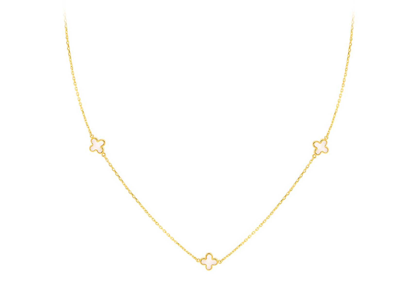 9ct Yellow Gold Mother of Pearl Clover Necklace