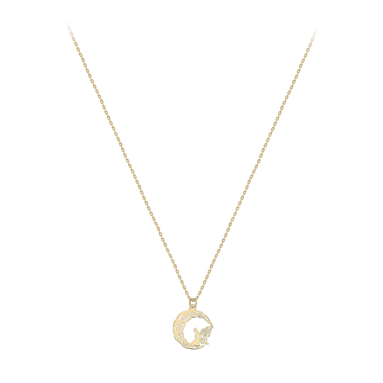 9ct Yellow Gold Fairy Crescent Moon Adjustable Pendant Necklace