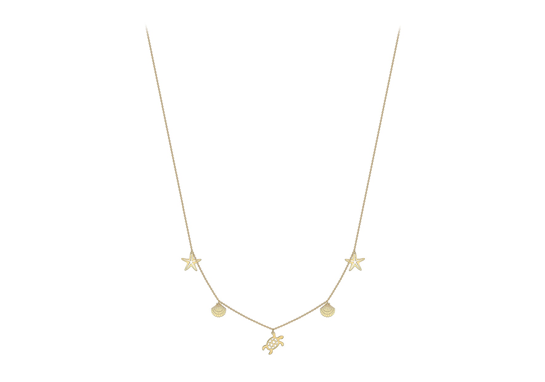 9ct Yellow Gold Sea & Sand Charm Necklace