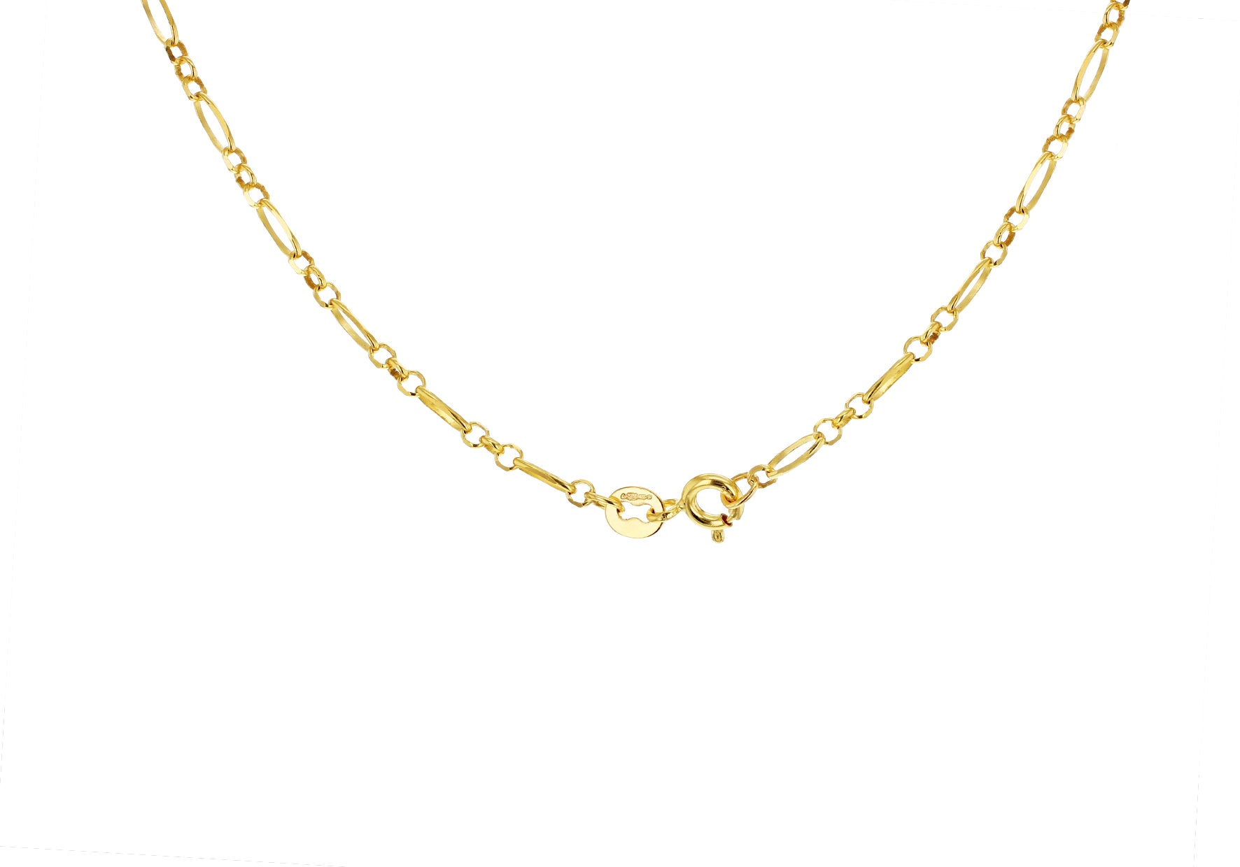 9ct Yellow Gold Diamond Cut Figaro Belcher Chain Bracelet