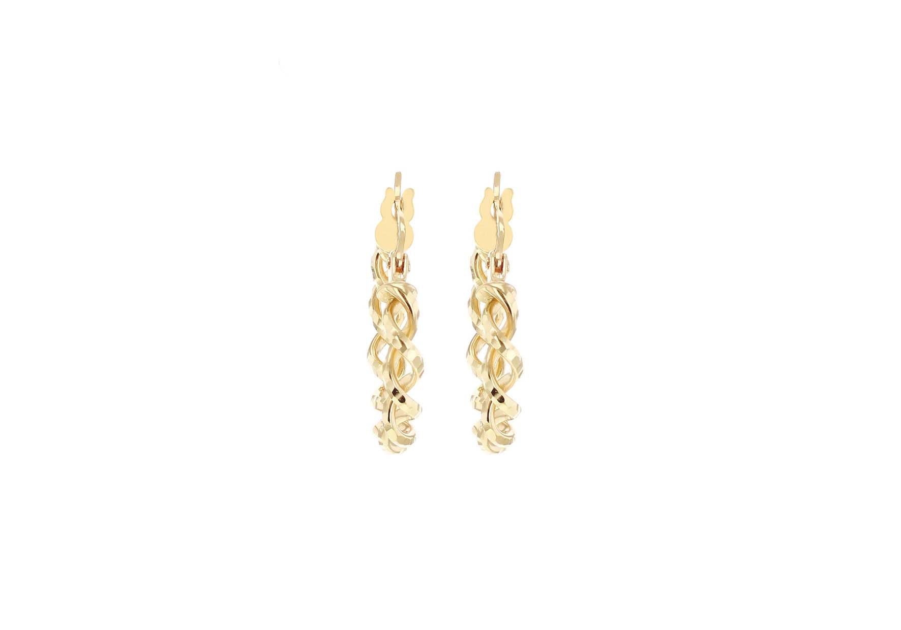 9ct Yellow Gold Diamond-Cut Twisted Braided Hoop Earrings