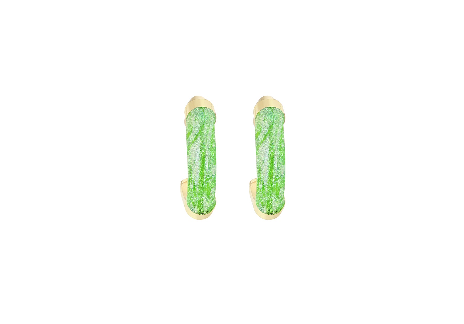 9ct Yellow Gold Green Enamel Twist Hoop Creole Earrings