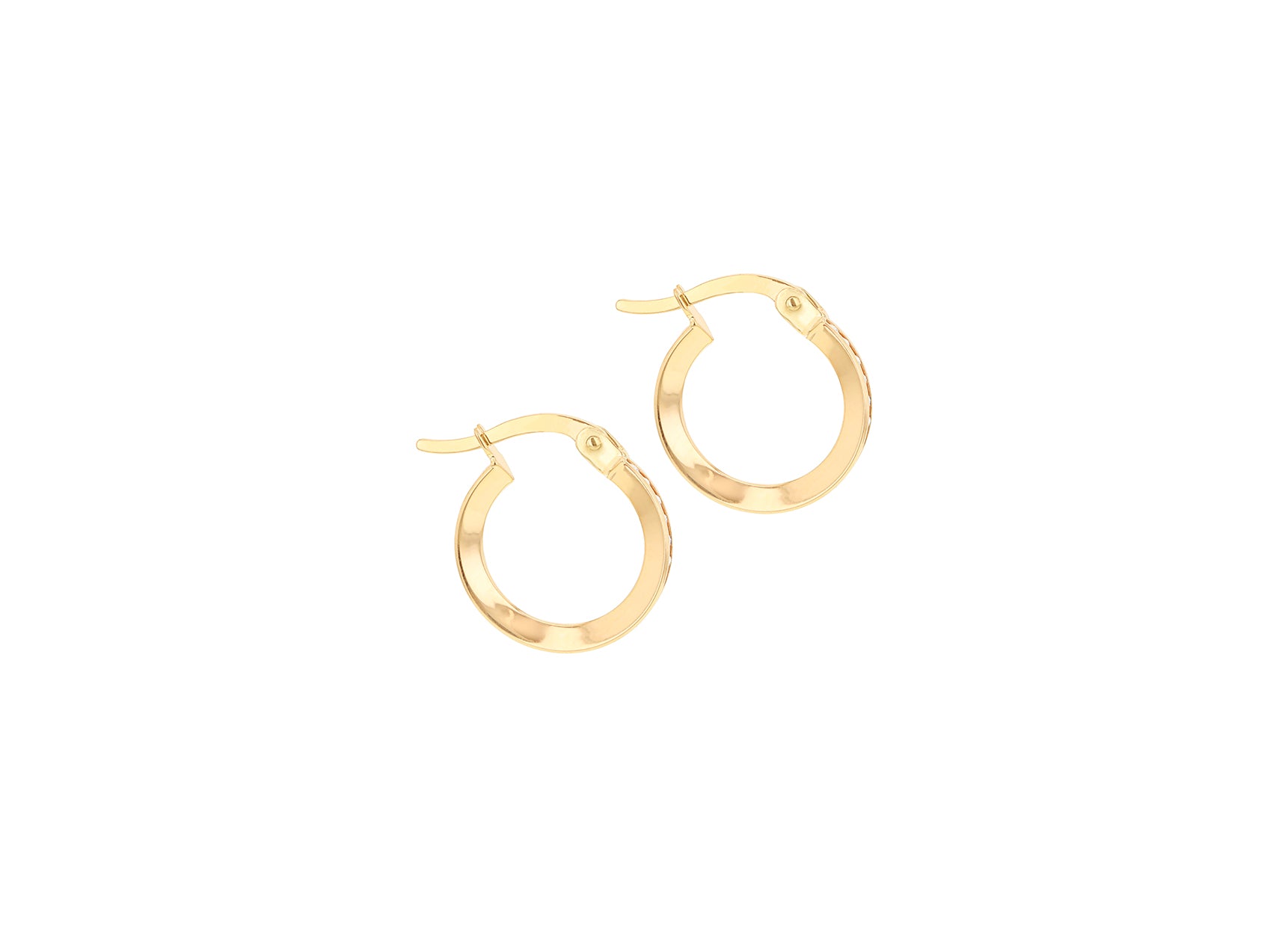 9ct Yellow Gold White Zirconia Slim Hoop Earrings