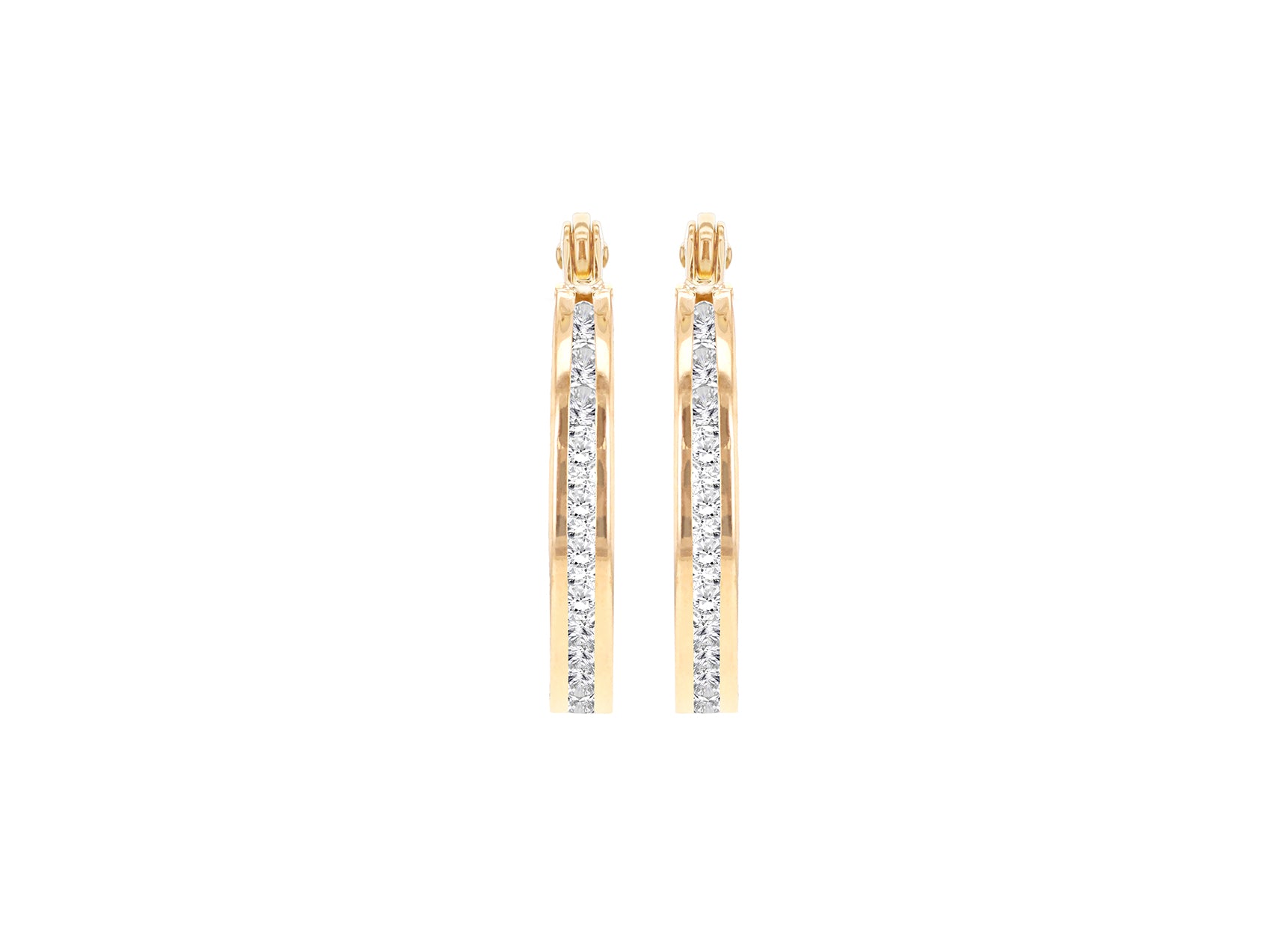 9ct Yellow Gold White Zirconia Slim Hoop Earrings