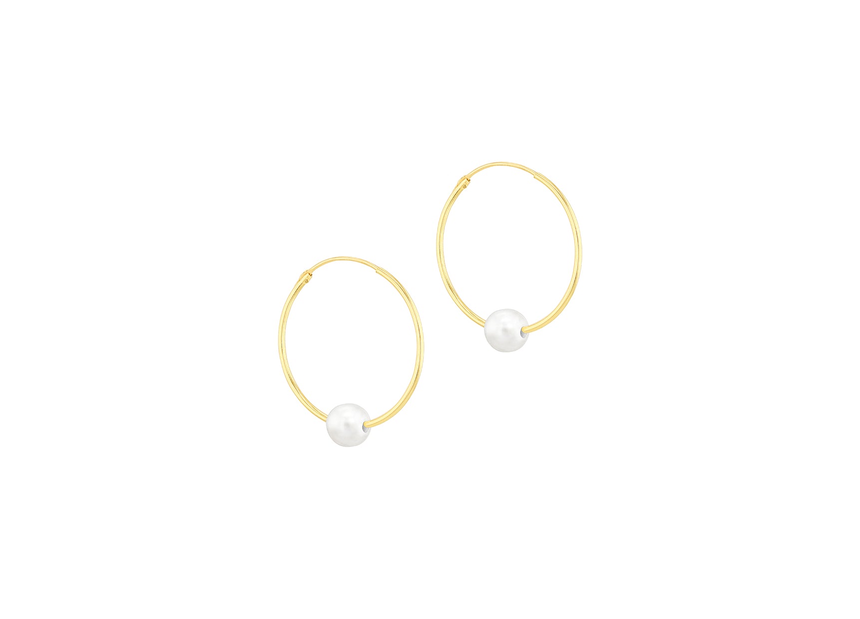 9ct Yellow Gold Freshwater Pearl Annulus Earrings