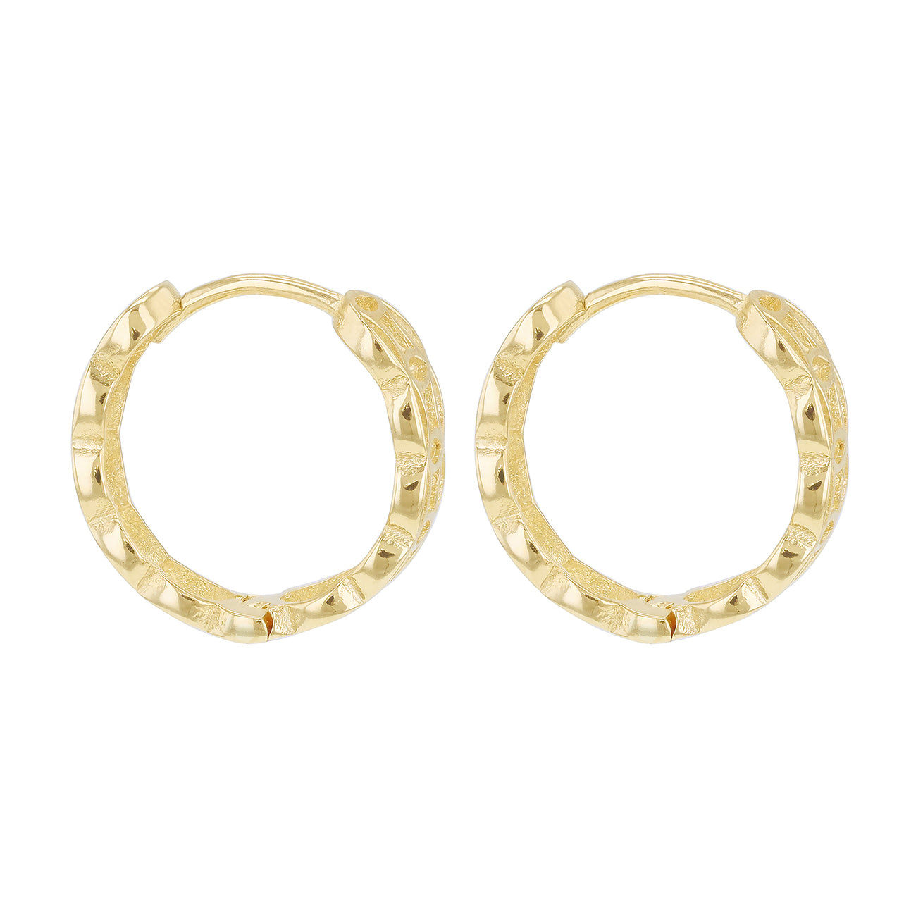 9ct Yellow Gold Openwork Chain links Hoop Earrings
