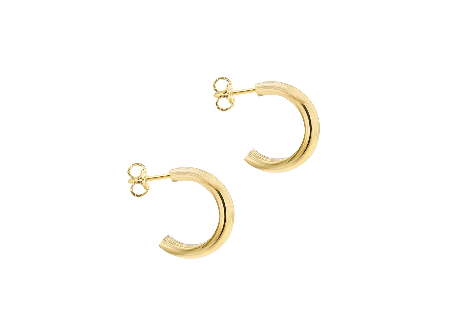9ct Yellow Gold Double Tube Half Hoop Earrings