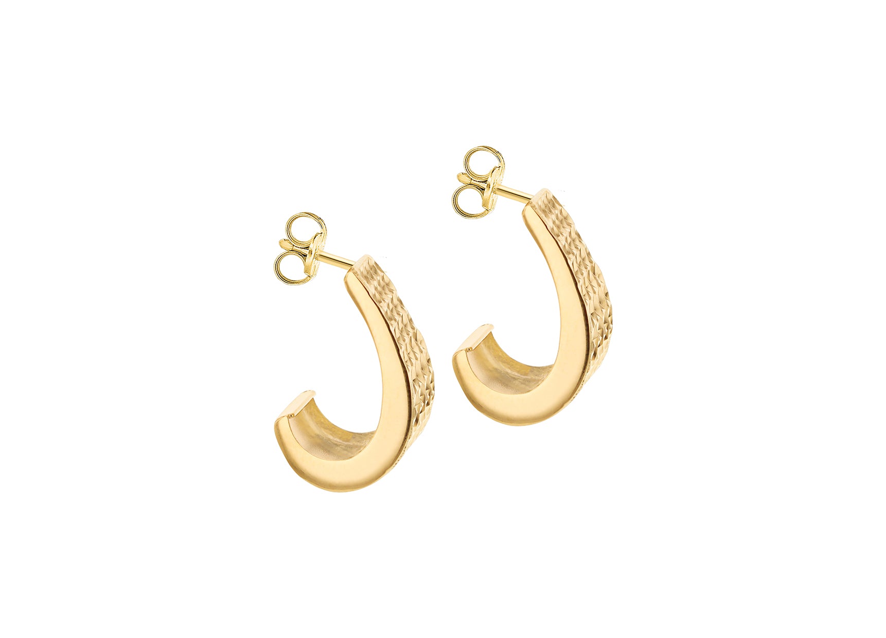 9ct Yellow Gold Curved Stud Earrings
