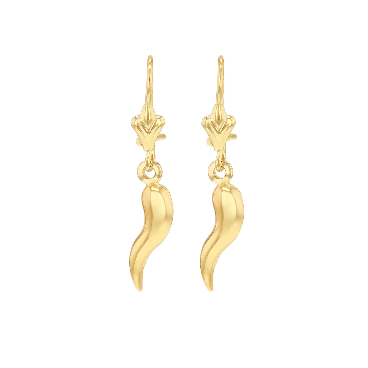 9ct Yellow Gold Cornicello Drop Earrings