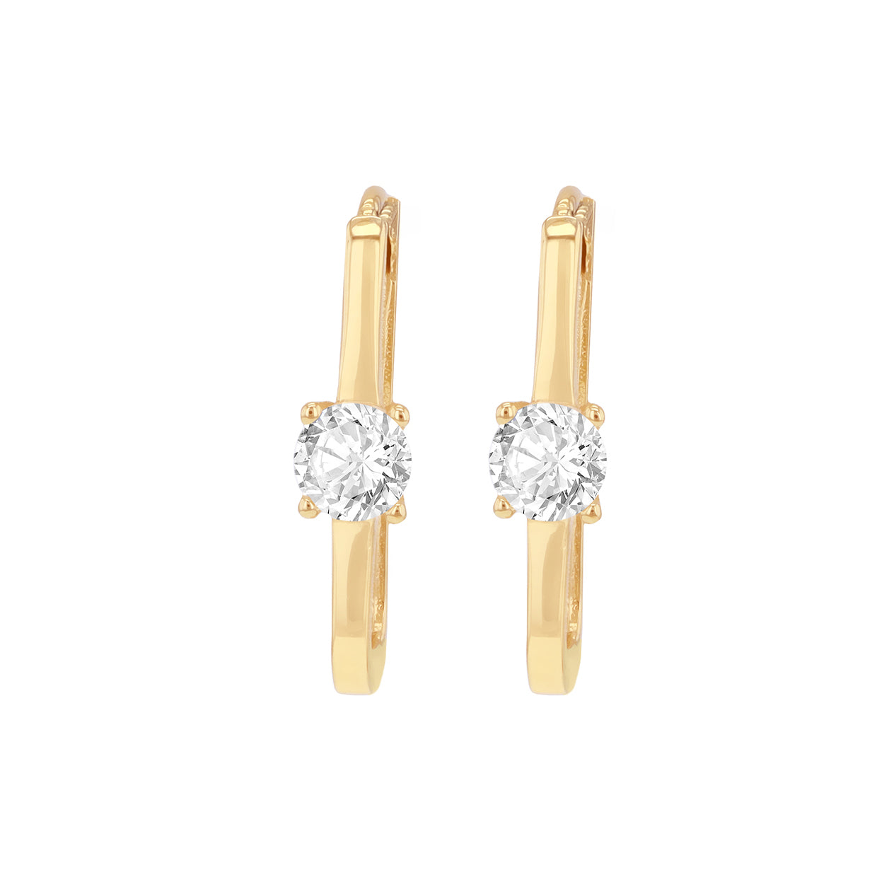9ct Yellow Gold Paperclip Zirconia Hoop Earrings
