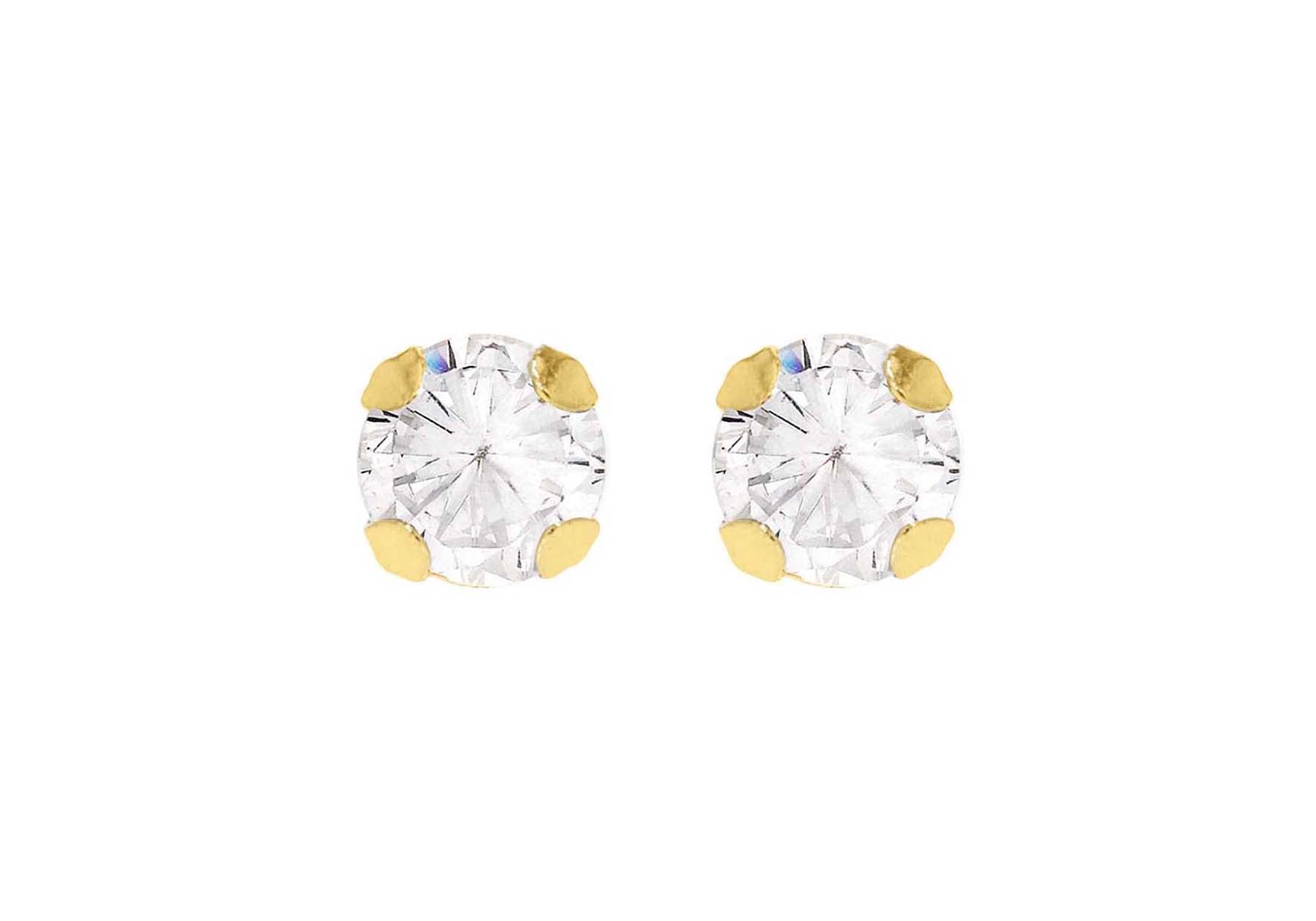 9ct Yellow Gold Round Zirconia Stud Earrings