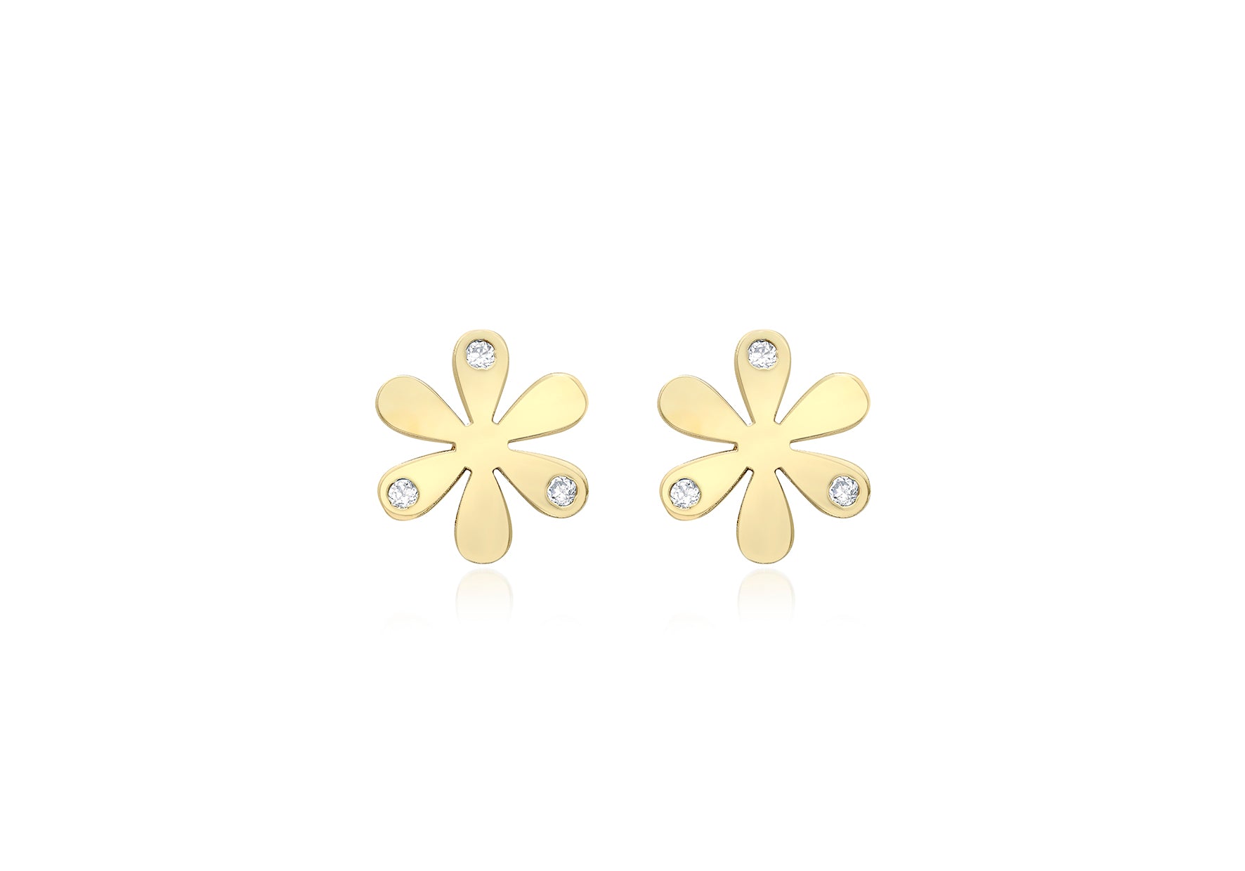 9ct Yellow Gold Zirconia Flower Stud Earrings