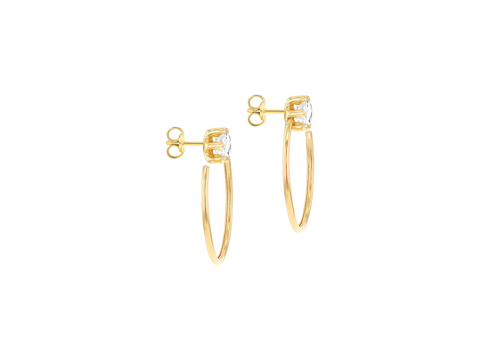 9ct Yellow Gold White Zirconia Circle Stud Earrings