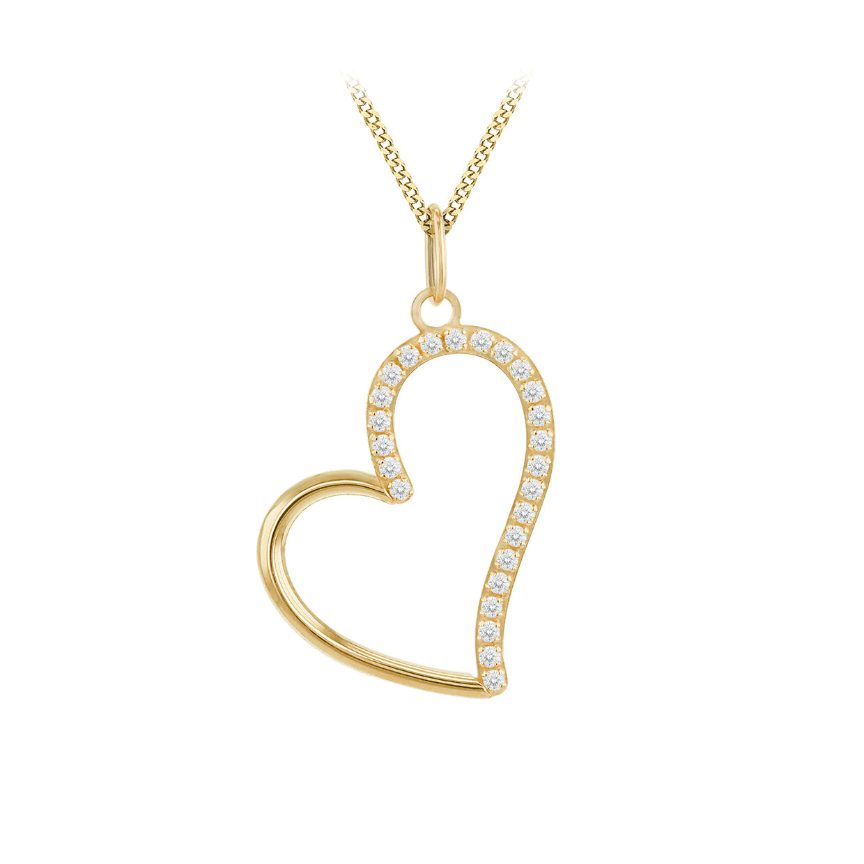 9ct Yellow Gold Zirconia Fickle Heart Pendant