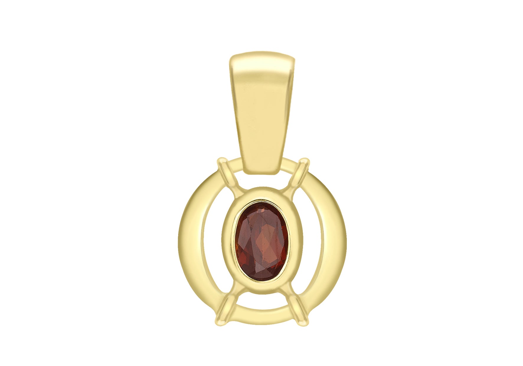 9ct Yellow Gold Openwork Oval Garnet Pendant
