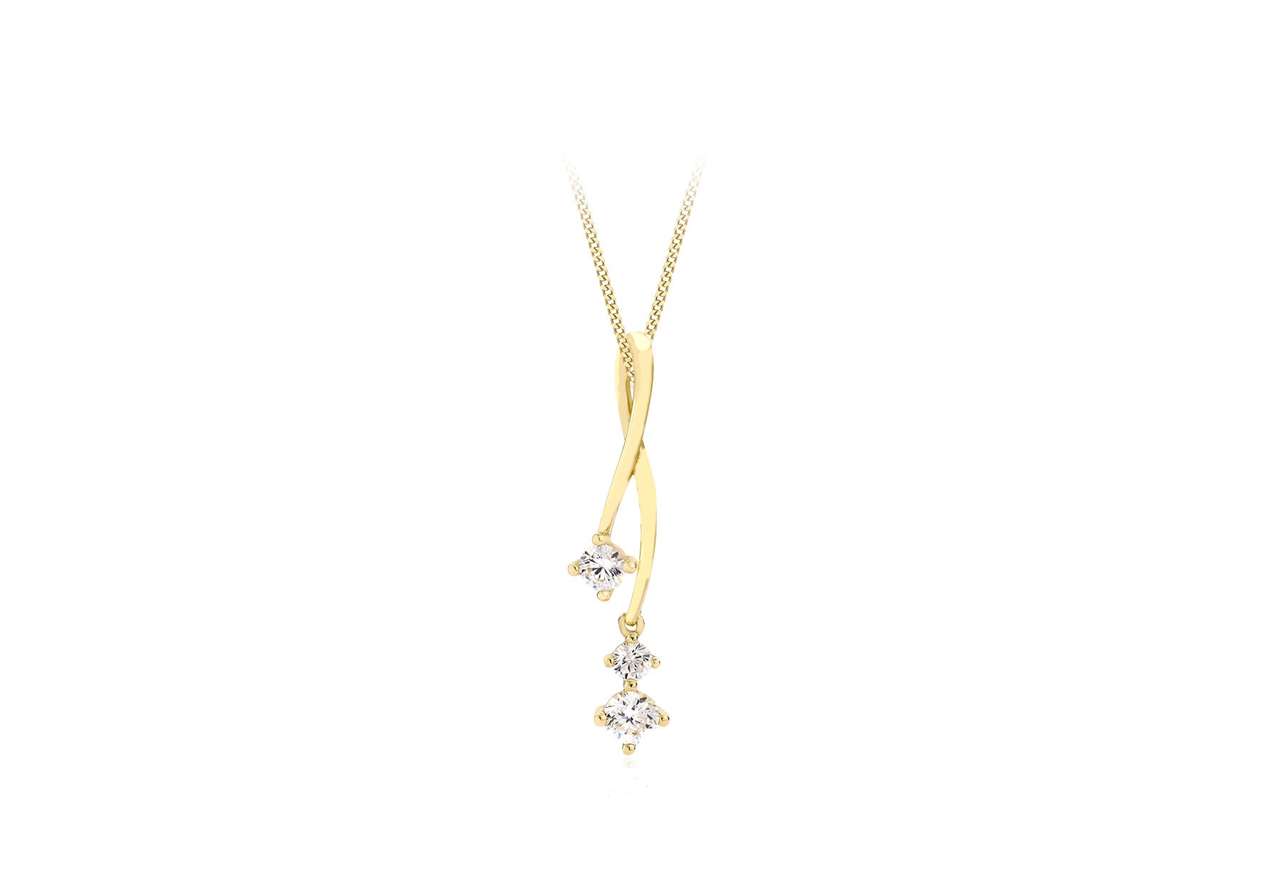 9ct Yellow Gold White Zirconia Crossover Slider Pendant