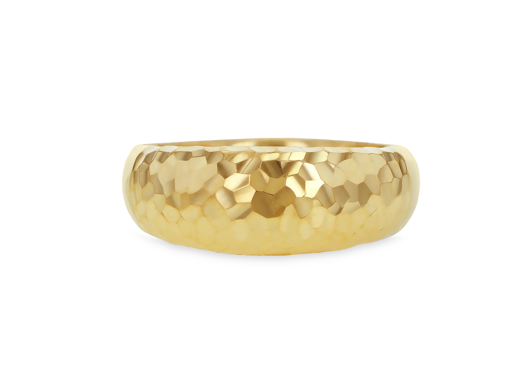 9ct Yellow Gold Diamond Cut Hammered Dome Ring