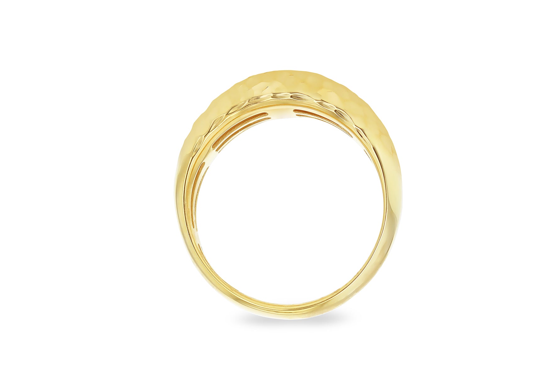 9ct Yellow Gold Diamond Cut Hammered Dome Ring