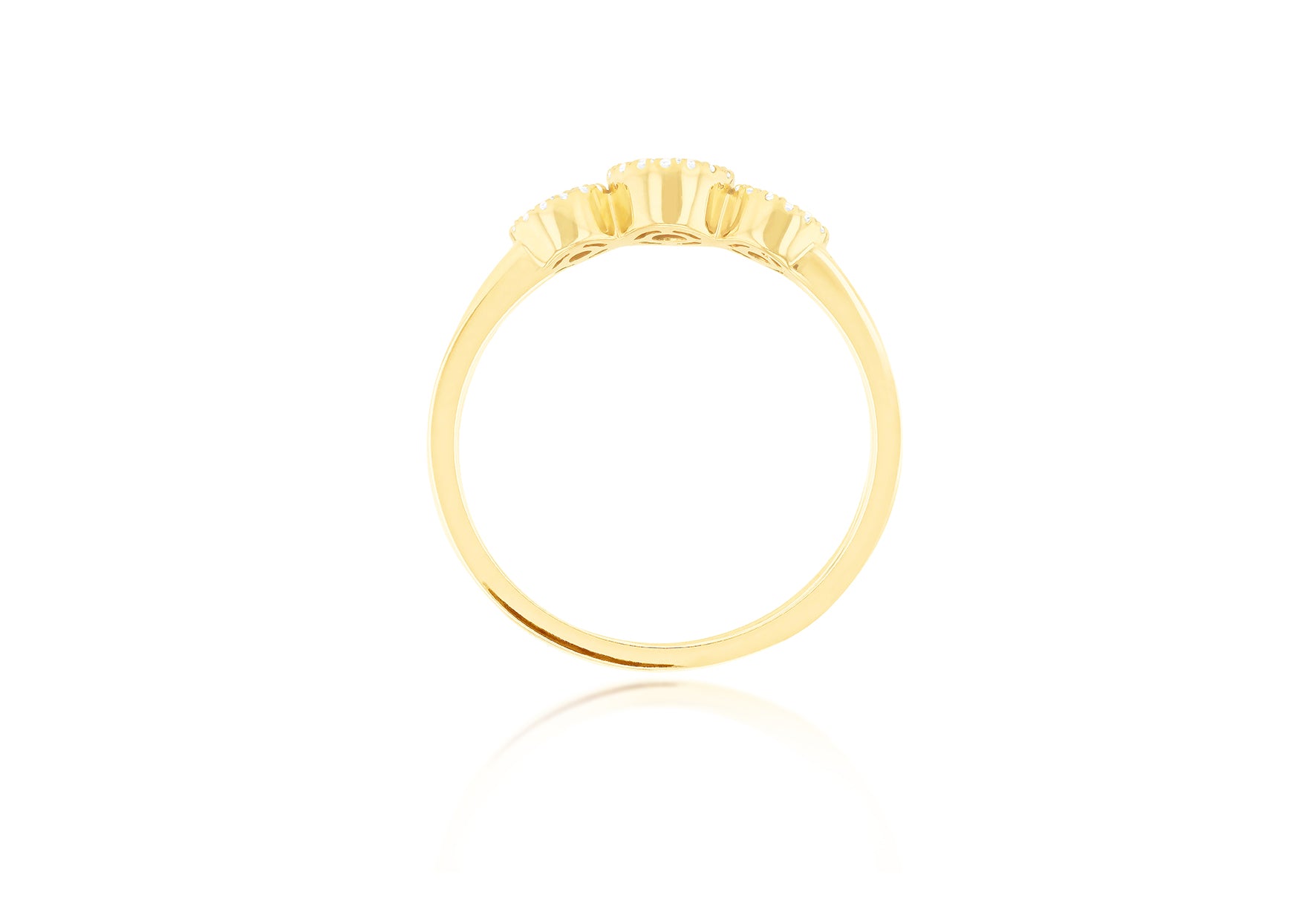9ct Yellow Gold 0.28 Carat Diamond Ruby Halo Trinity Ring