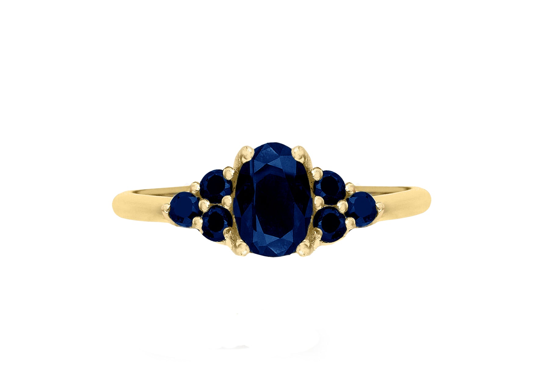 9ct Yellow Gold Sapphire Cluster Ring