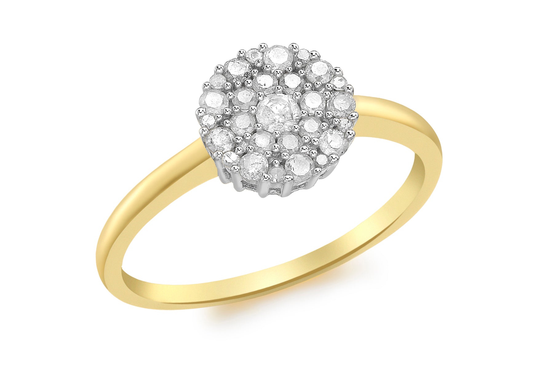 9ct Yellow Gold 0.50ct Diamond Cluster Flower Ring