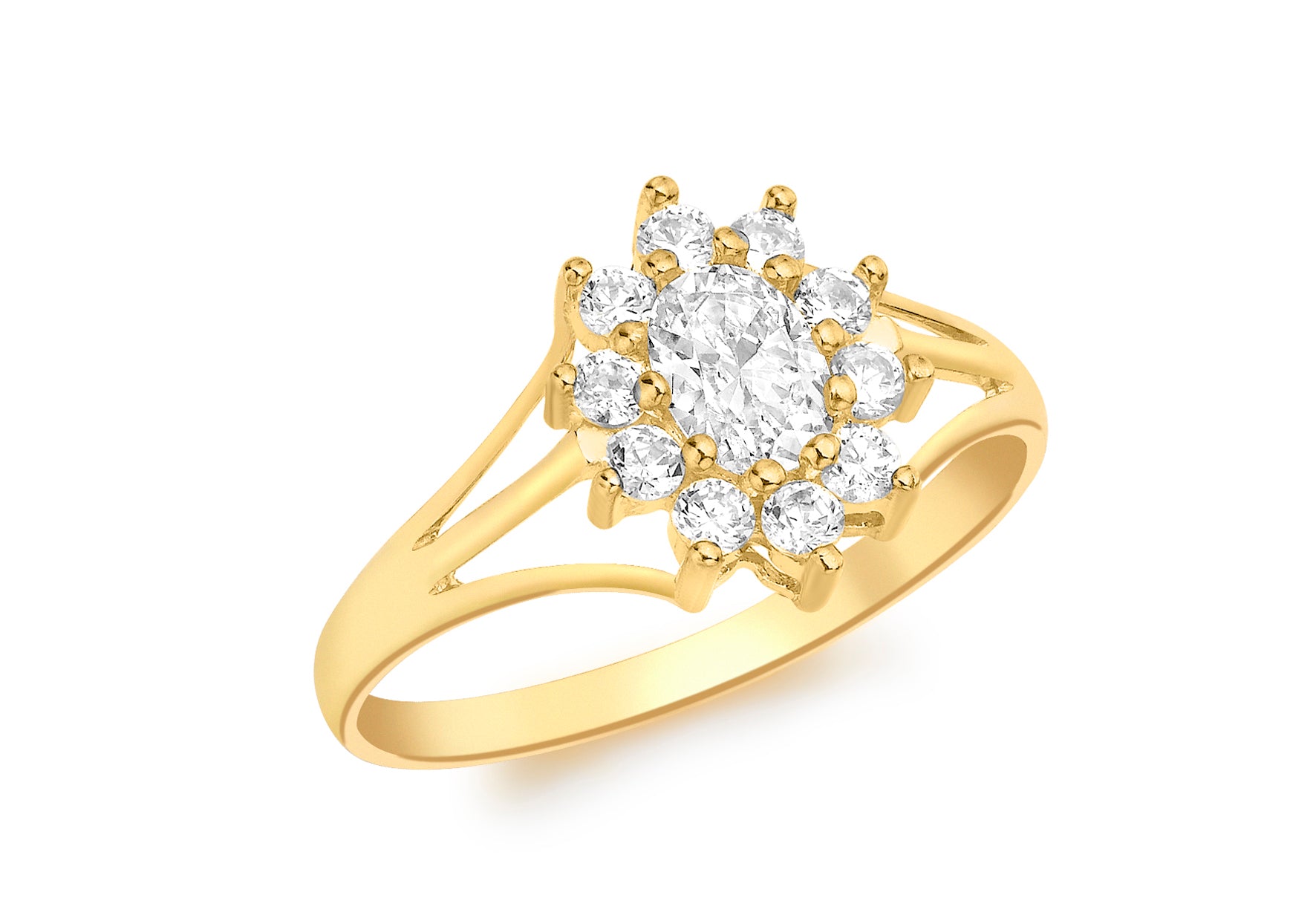 9ct White Gold Zirconia Flower Cluster Ring