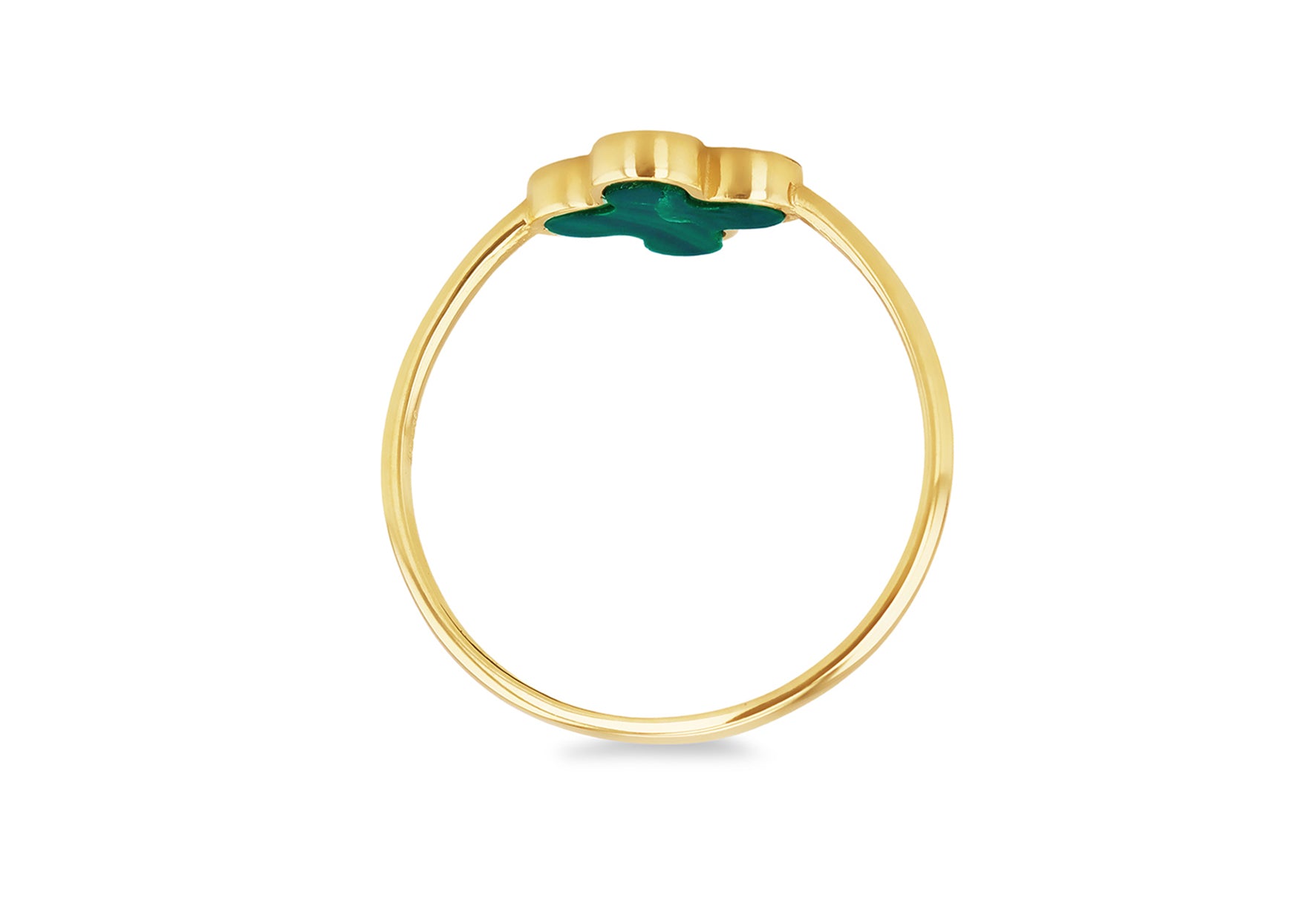 9ct Yellow Gold Malachite Clover Ring