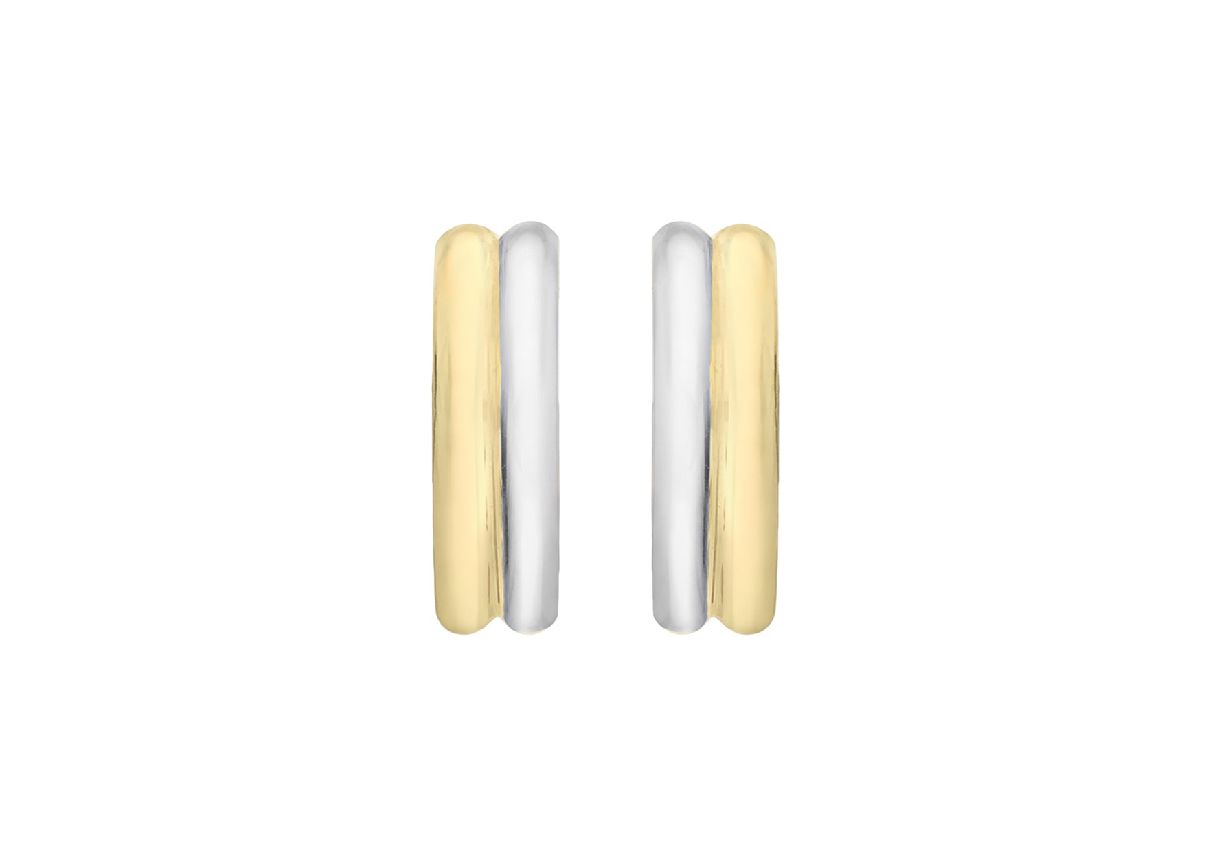 9ct Two-Tone Gold Oblique Huggy Earrings