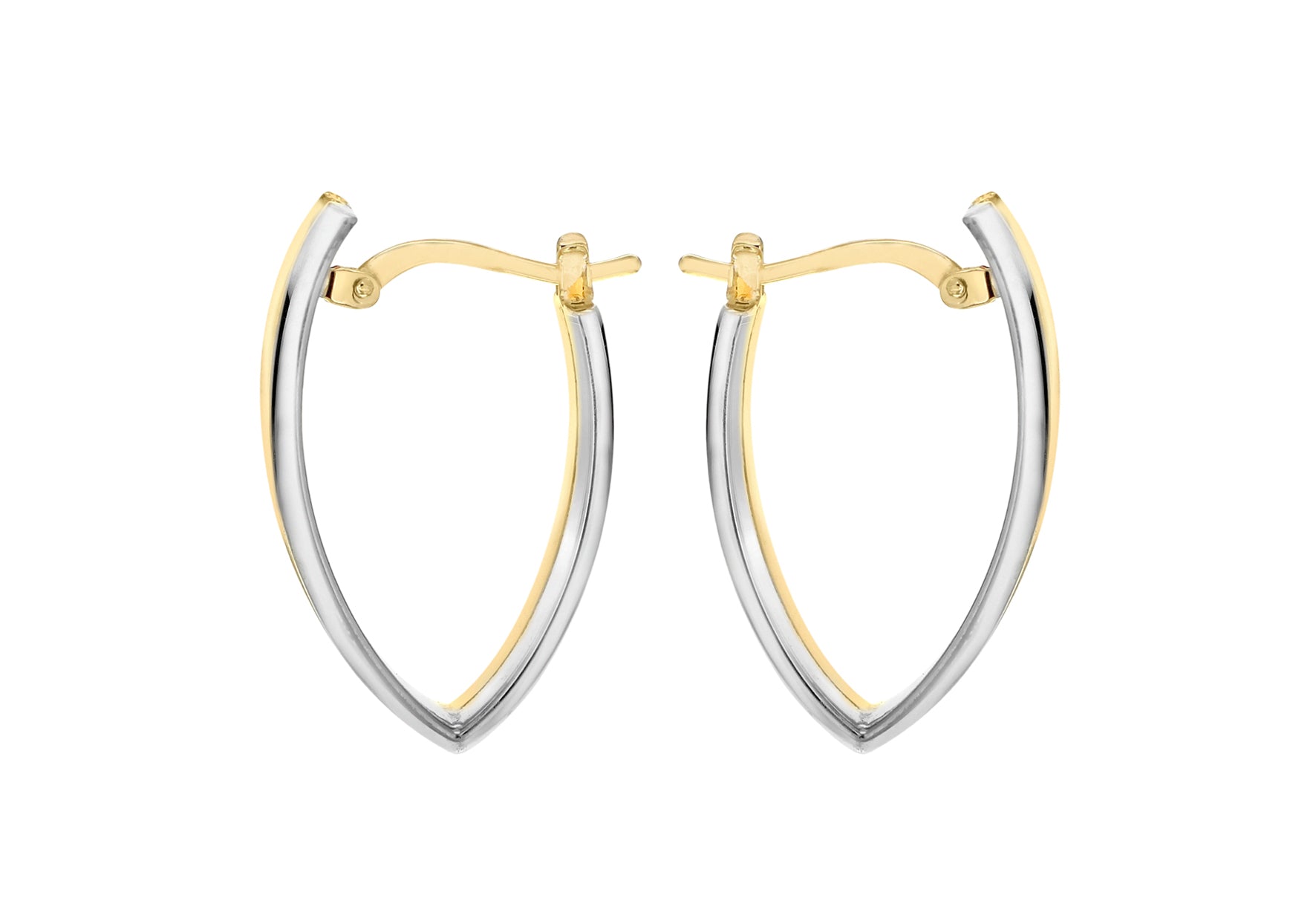 9ct Two-Tone Gold Angular Huggy Earrings