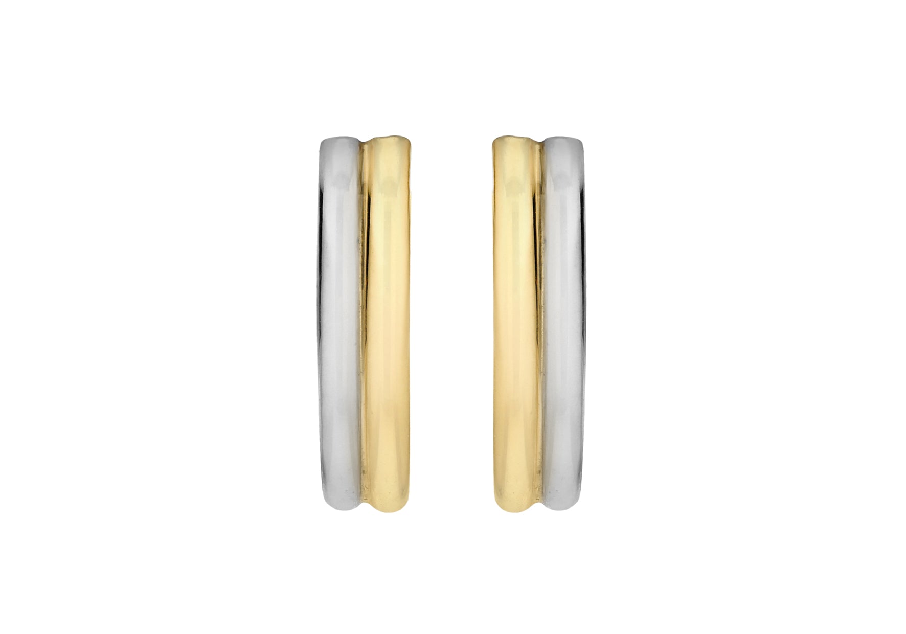9ct Two-Tone Gold Angular Huggy Earrings