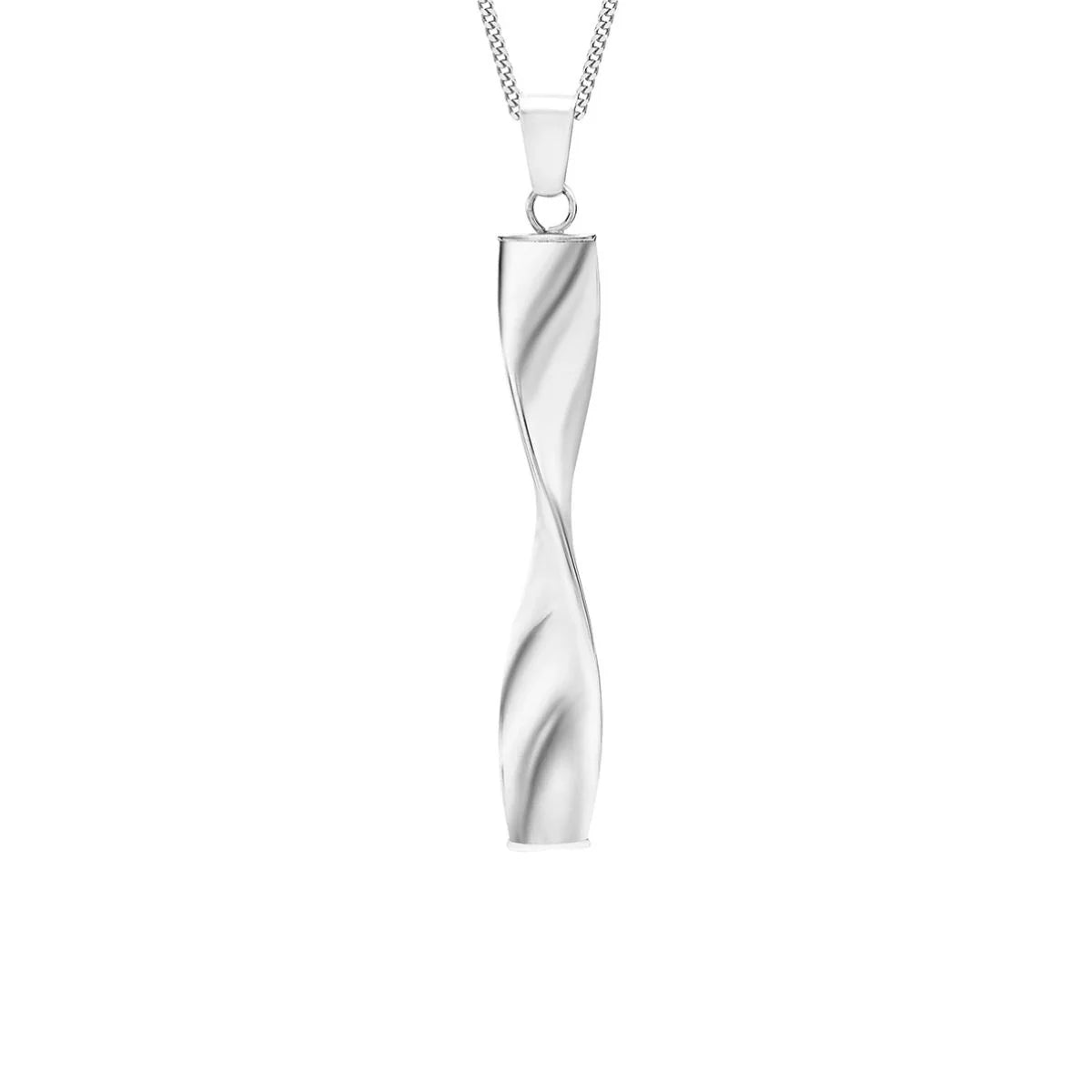 9ct White Gold Twist Drop Pendant