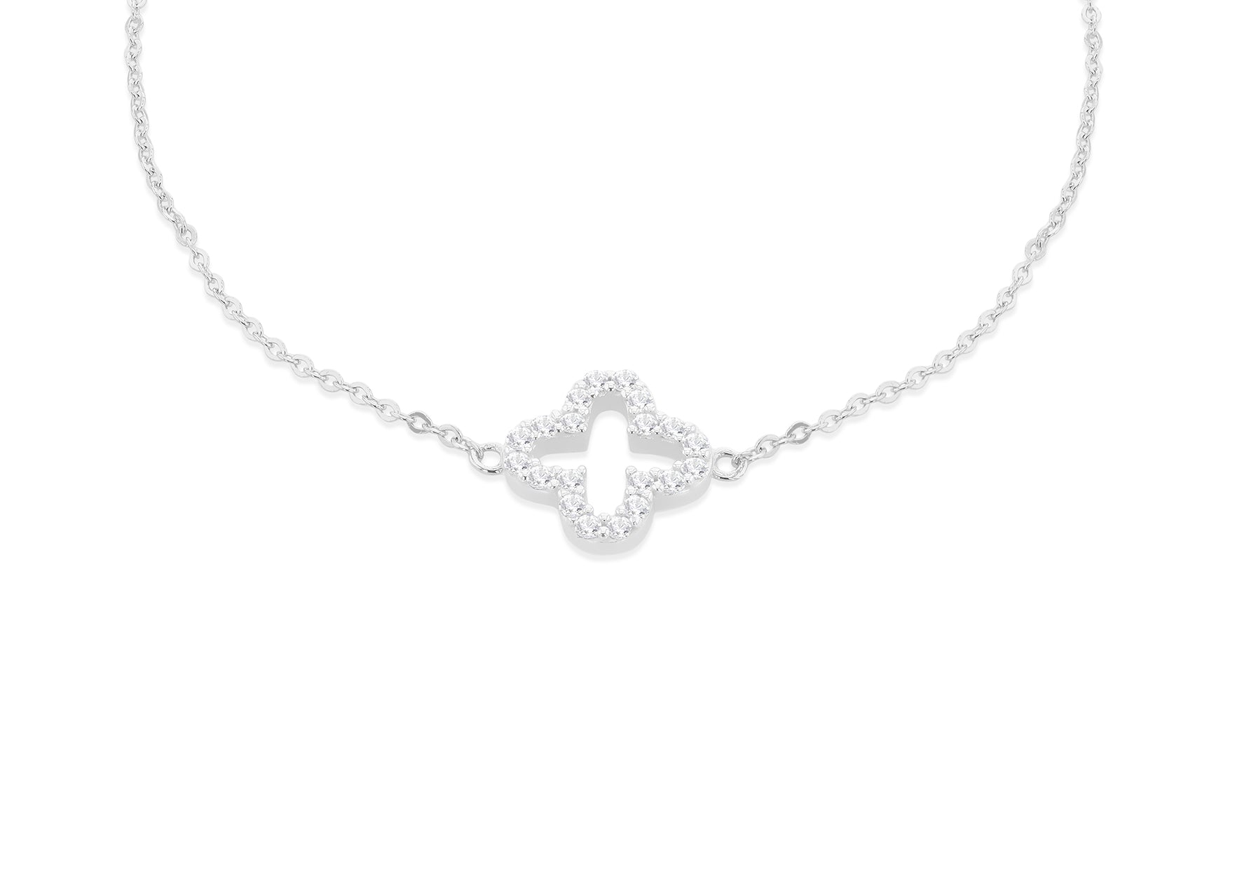 9ct White Gold Zirconia Petal Bracelet
