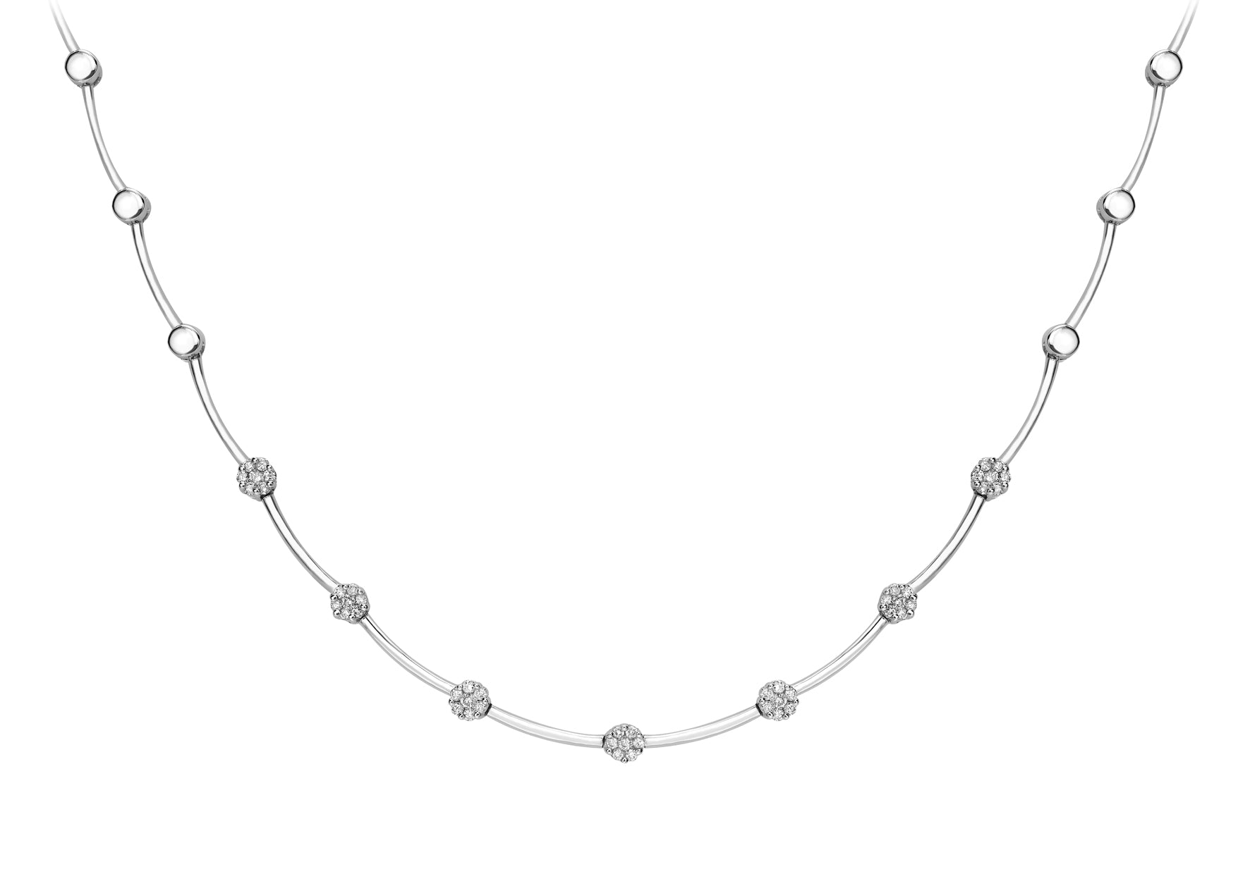 9ct White Gold 1.00ct Invisible Set Diamond Bar Necklet