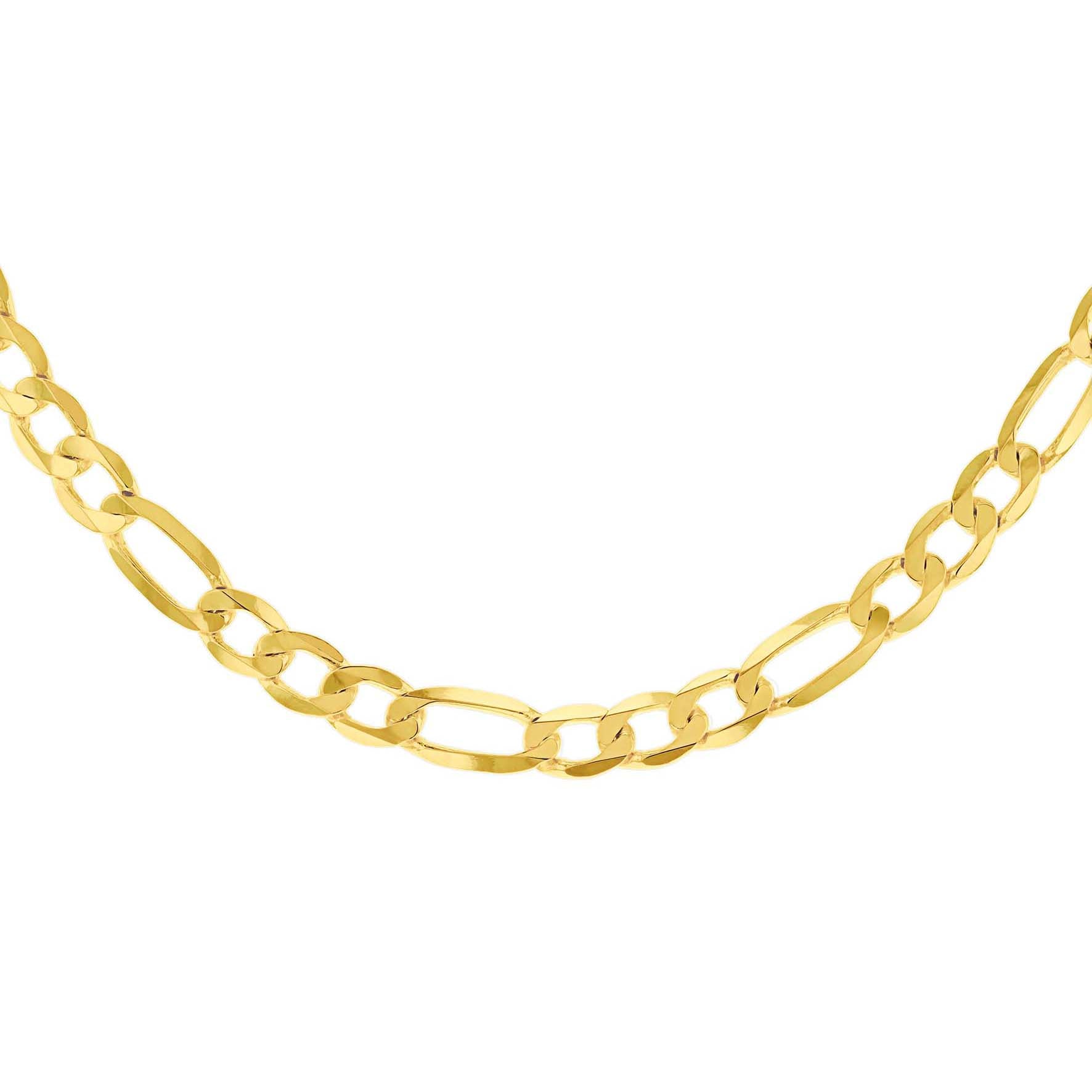 14ct Yellow Gold Solid Bevelled Figaro Chain