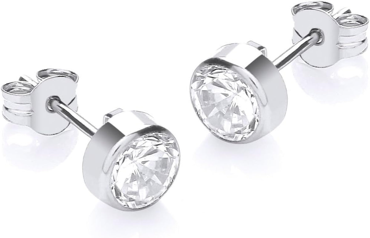18ct White Gold Round Zirconia Stud Earrings