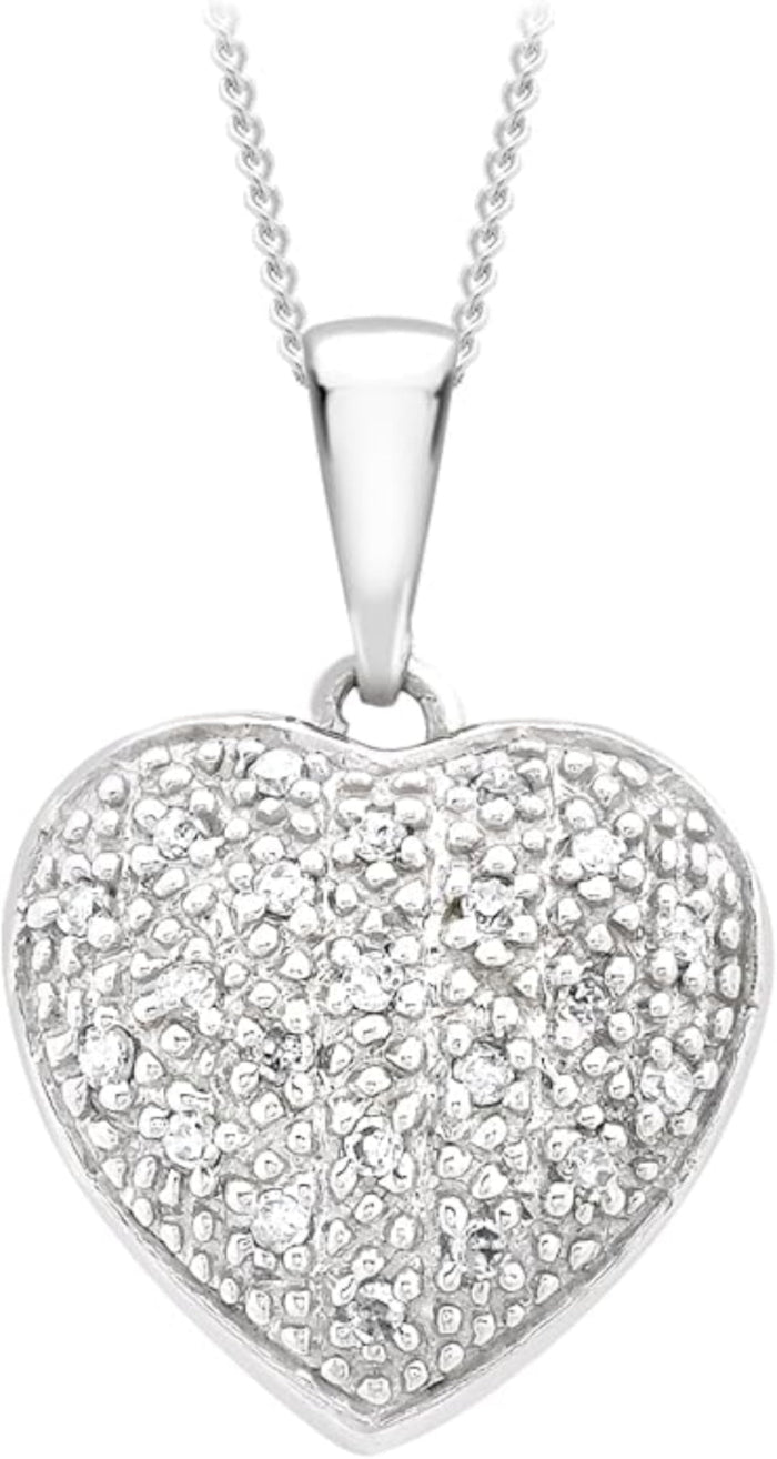 Висулка с диамантено сърце от 9ct бяло злато 0,10ct