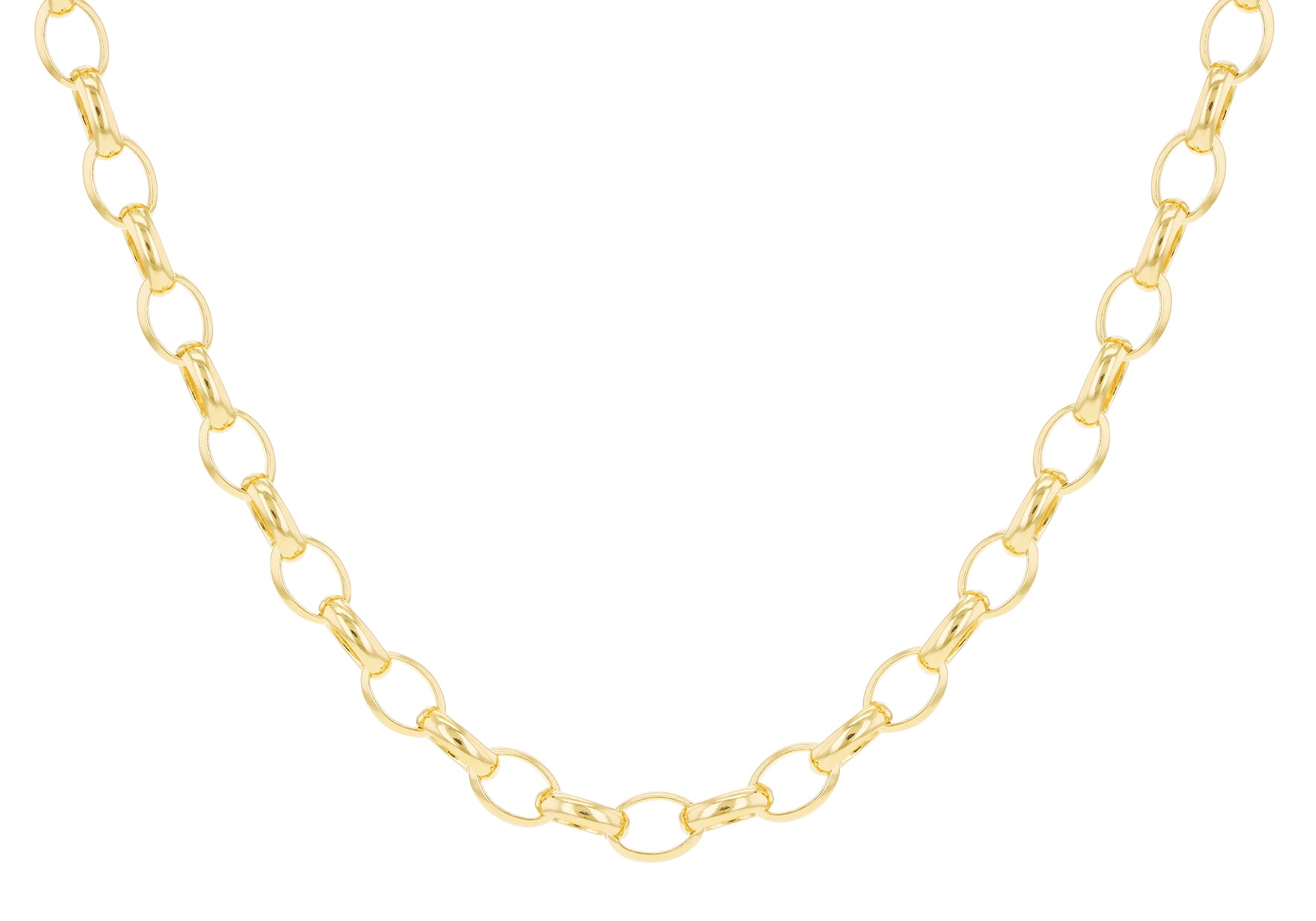 18ct Yellow Gold Oval Belcher Rolo Chain Necklace