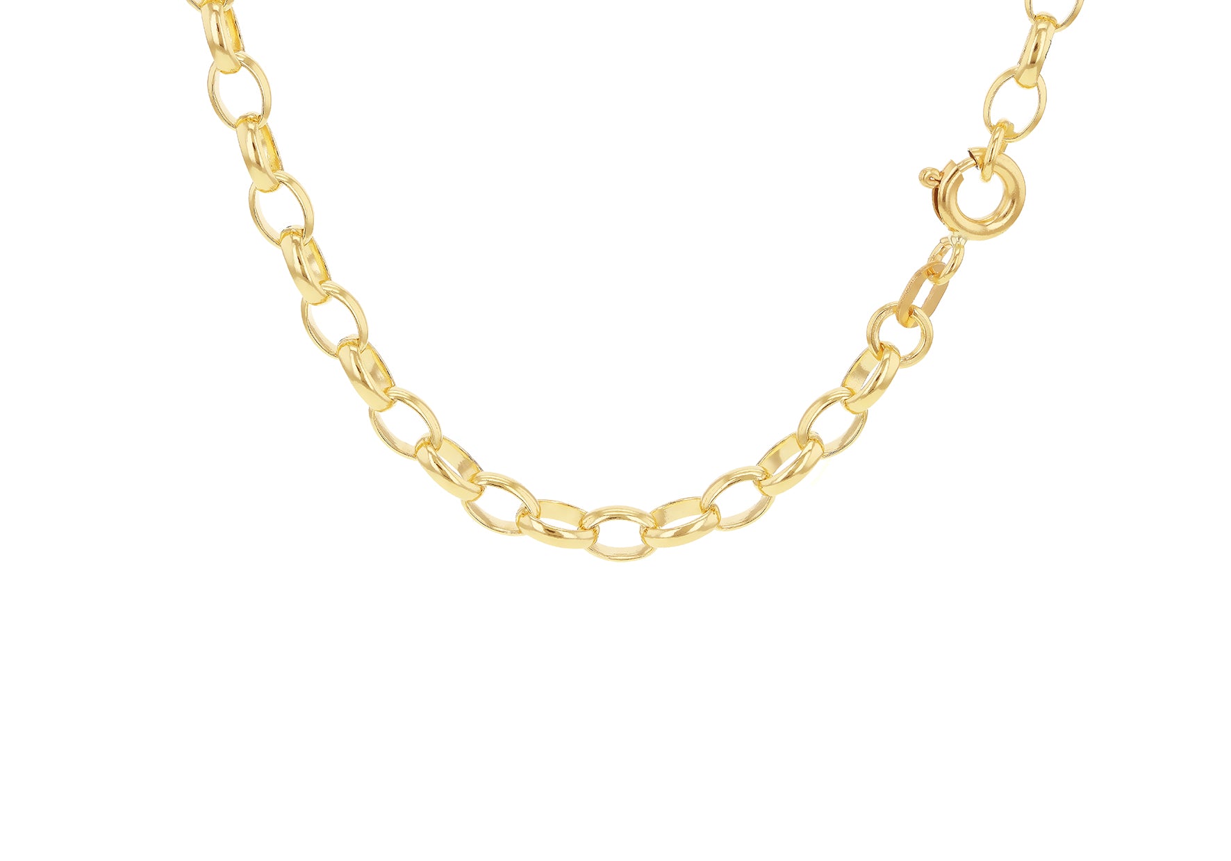 18ct Yellow Gold Oval Belcher Rolo Chain Necklace