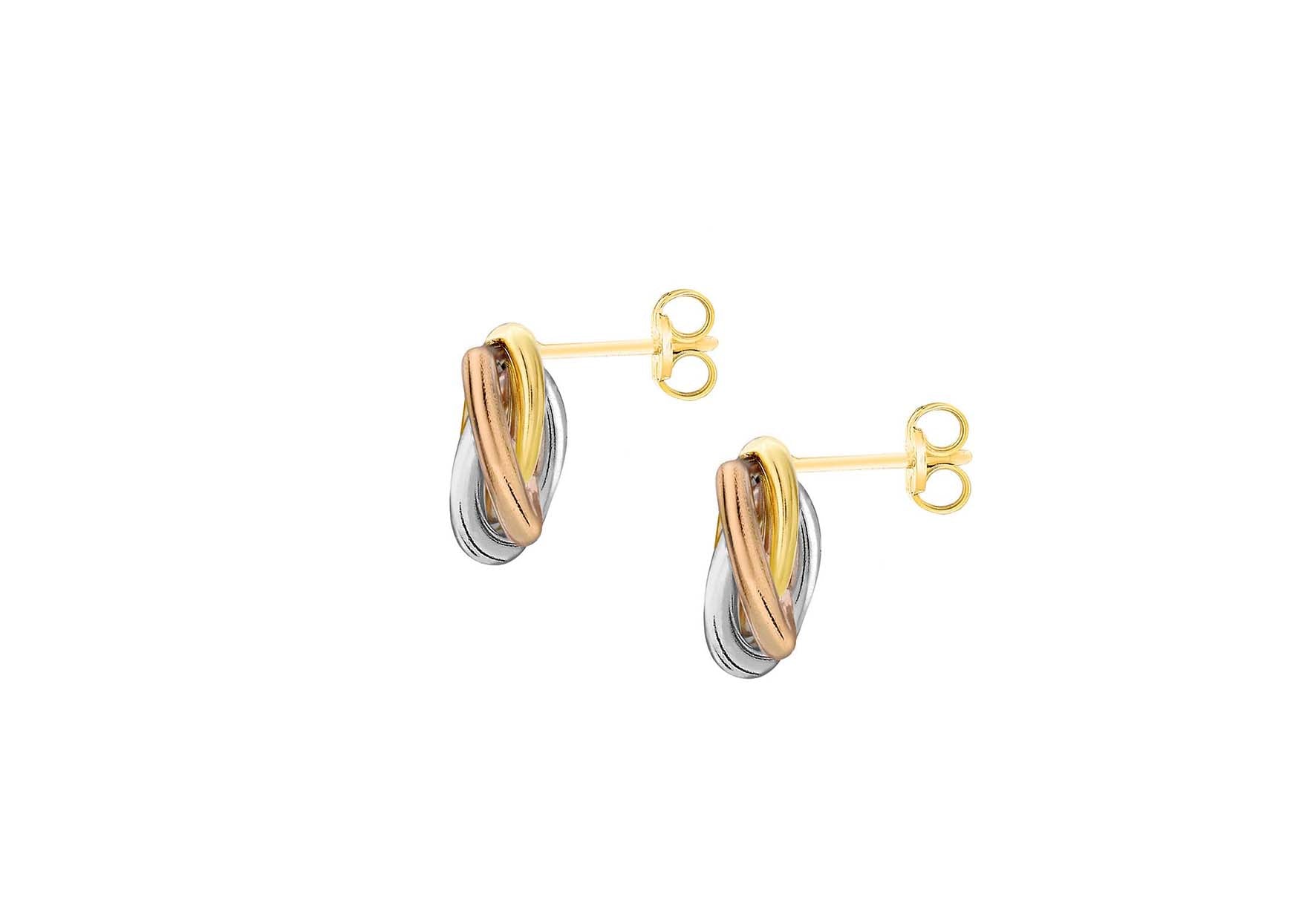 9ct Triple Tone Gold Knot Stud Earrings