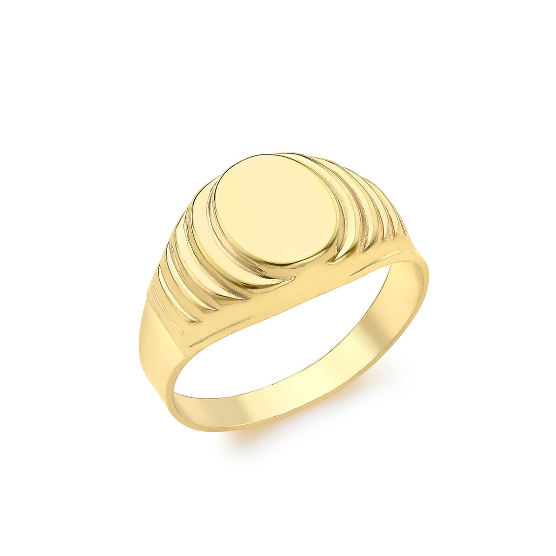 18ct Yellow Gold Oval Ribbed Signet Ring