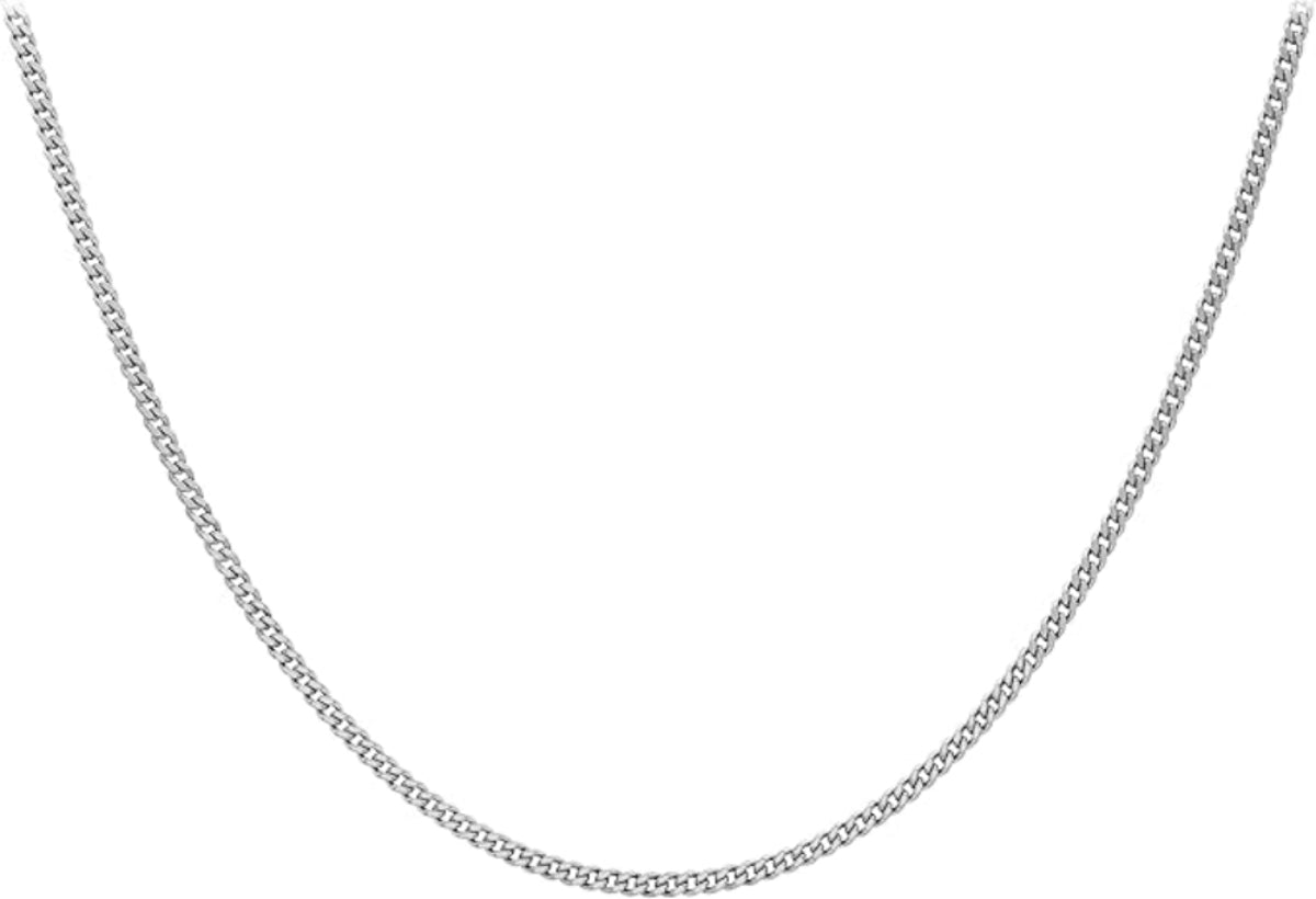 18ct White Gold 90 Diamond Cut Curb Chain