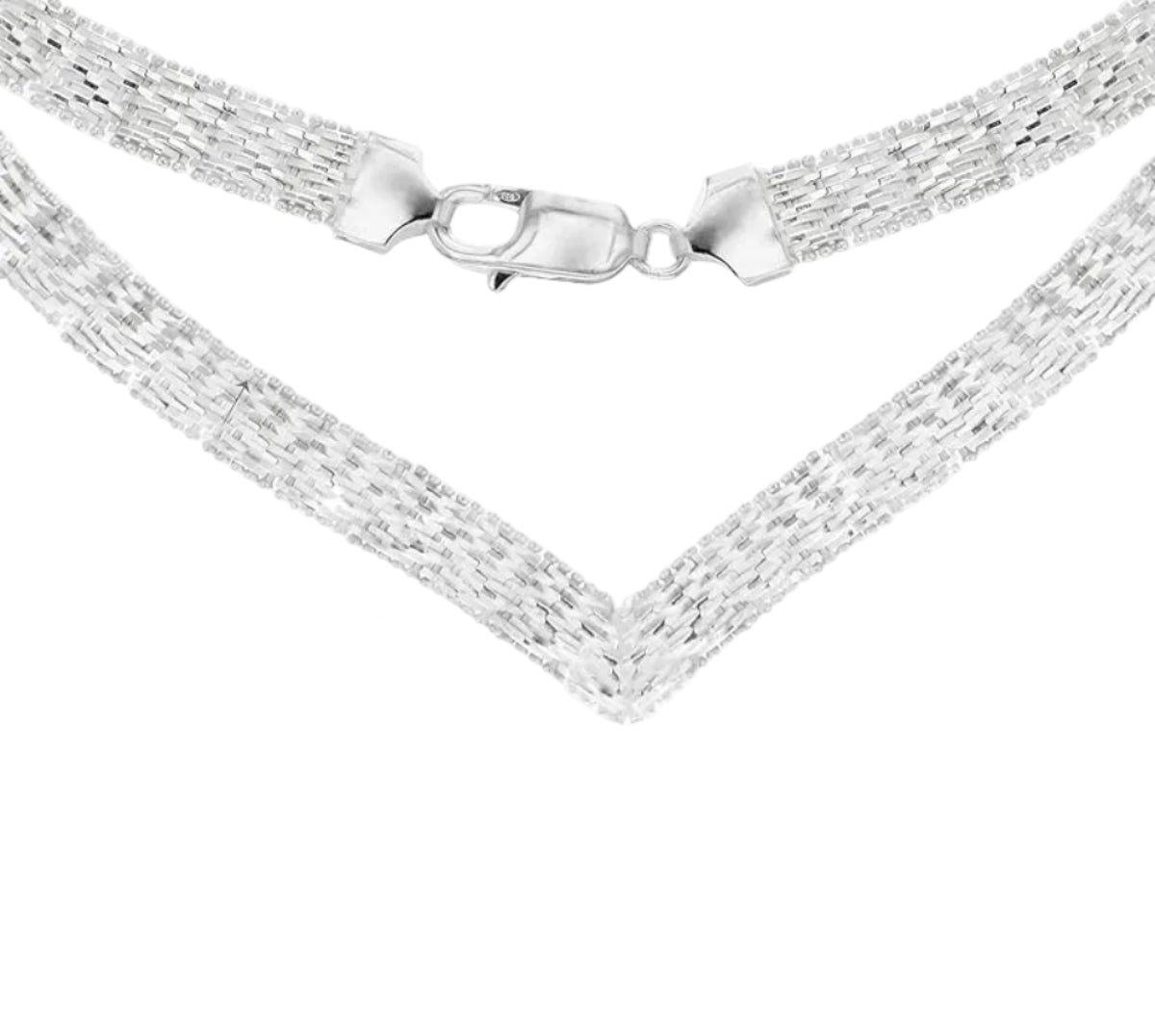 Sterling Silver Chevron V Necklace