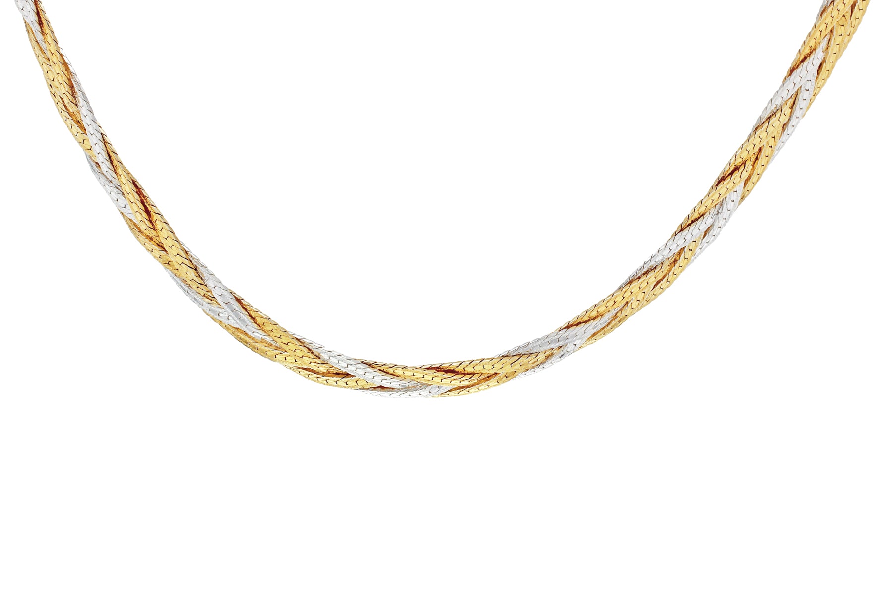Yellow Gold Plated Sterling Silver Herringbone Necklace