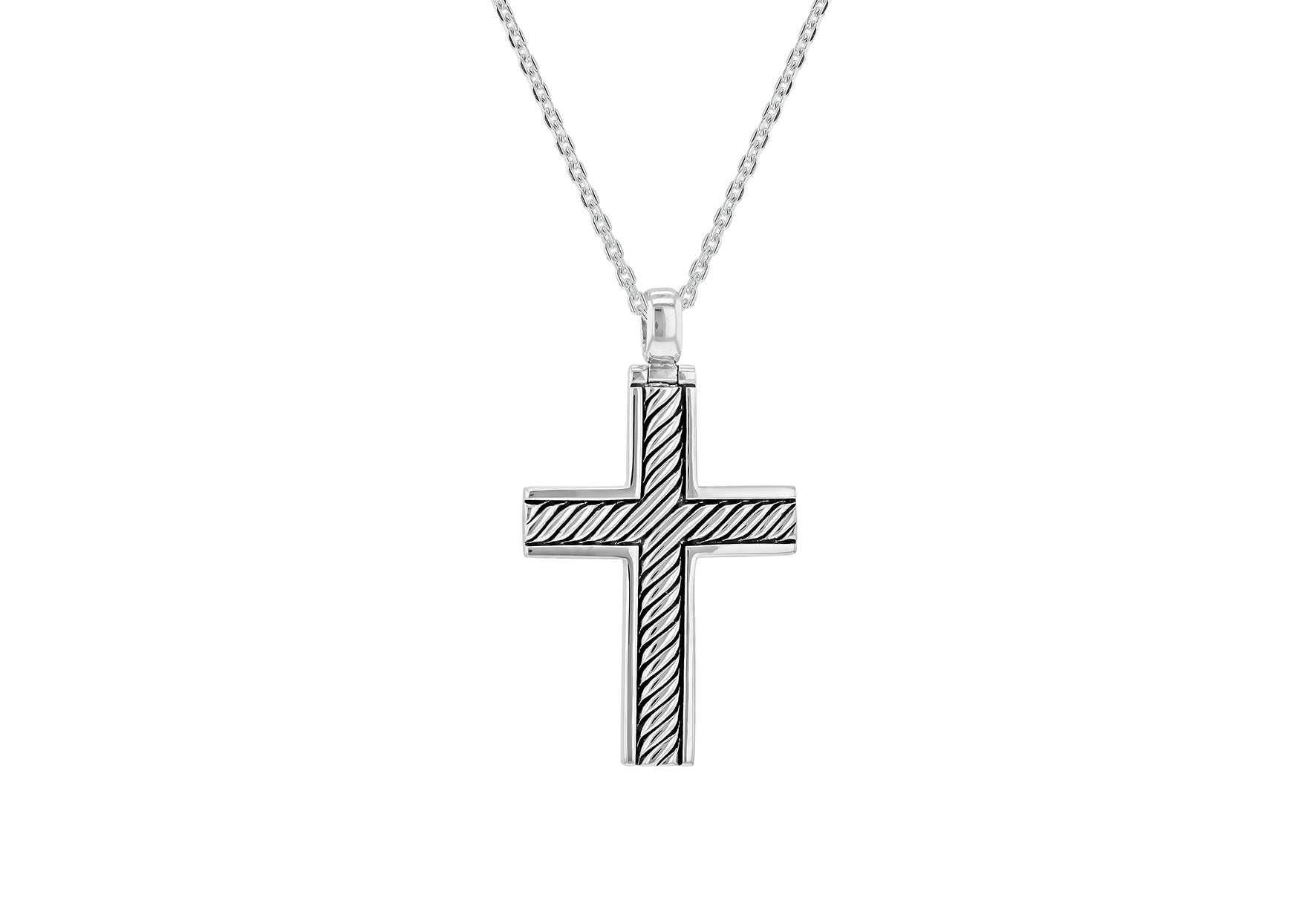 Sterling Silver Twisted Cross Chain Necklace