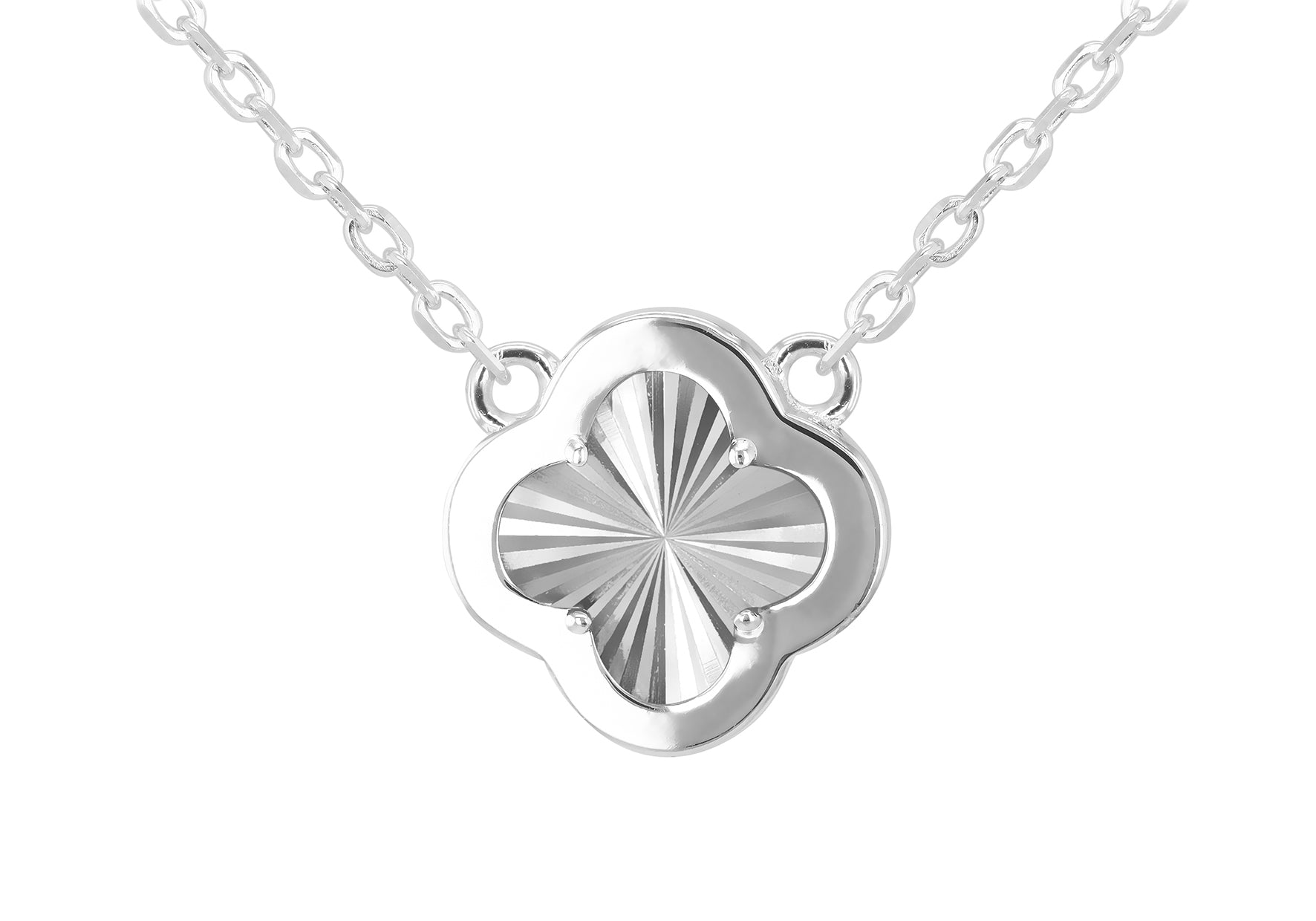 Sterling Silver Rainbow Clover & Zirconia Pendant