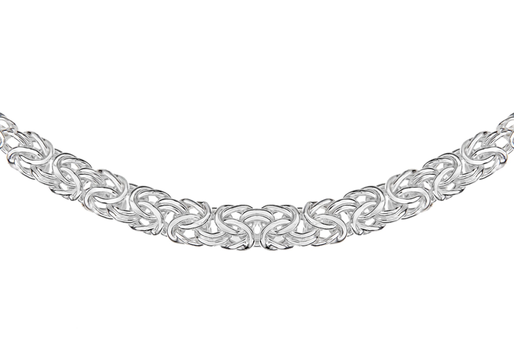 Sterling Silver Graduated Round Byzantine Chain Necklace