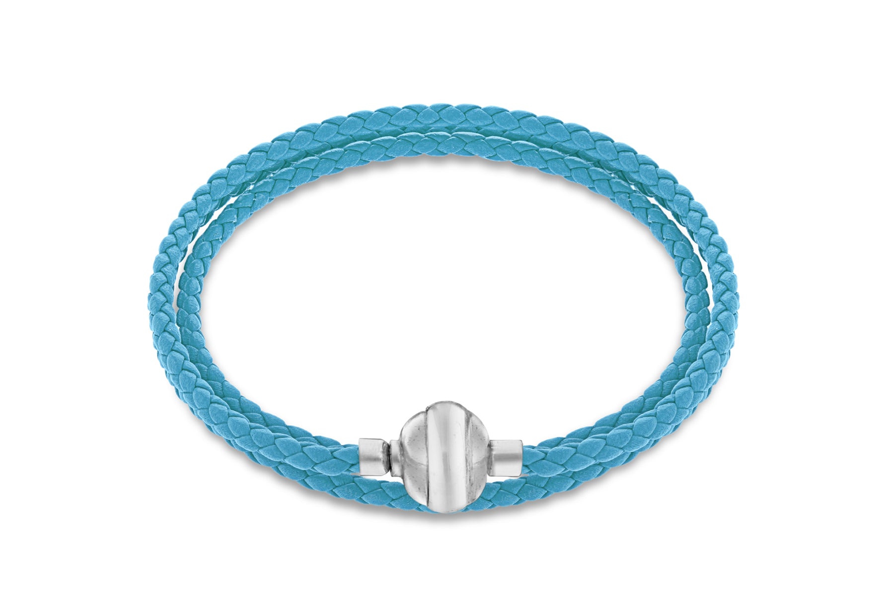 Sterling Silver Turquoise Plaited Leather Wrap Bracelet 61m/24"9