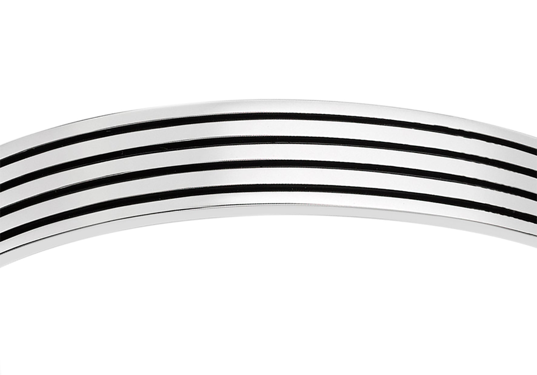 Hoxton London Men's Sterling Silver Striped uff Bangle